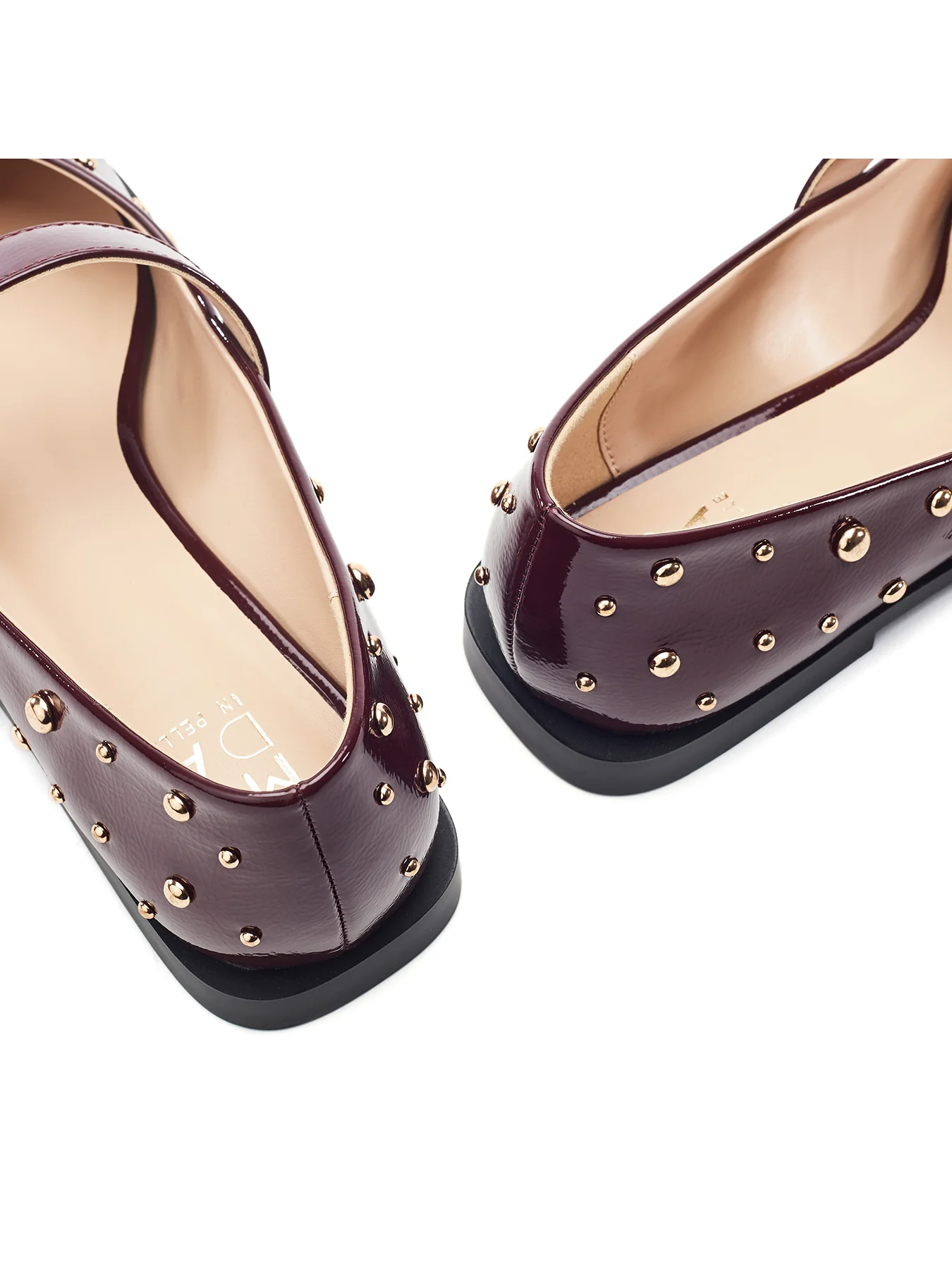 Fijia Studded Mary Jane Shoes Burgundy - Image 4