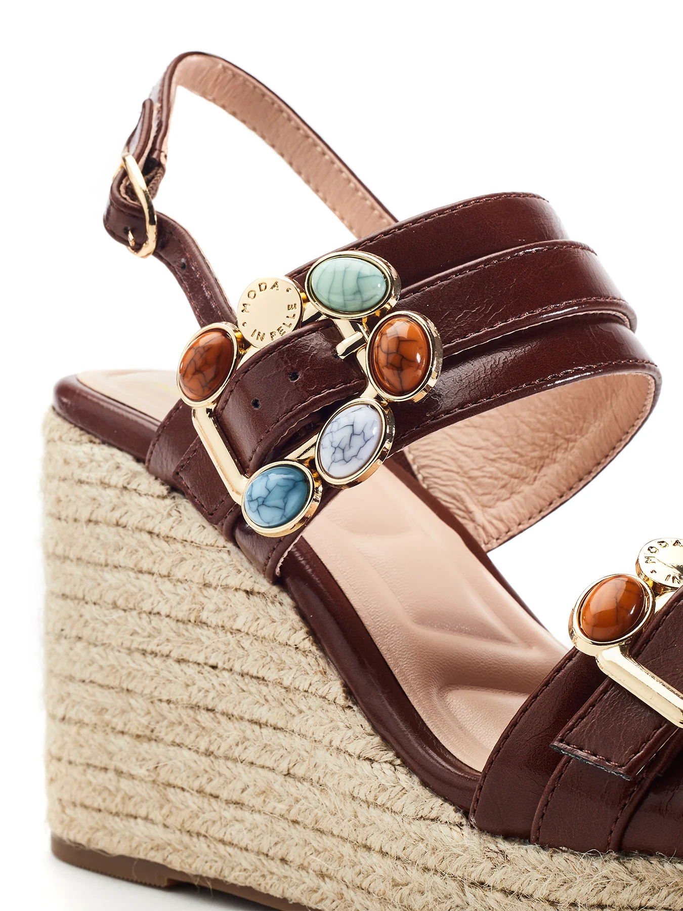 Moyra Wedge Sandals Brown - Image 3