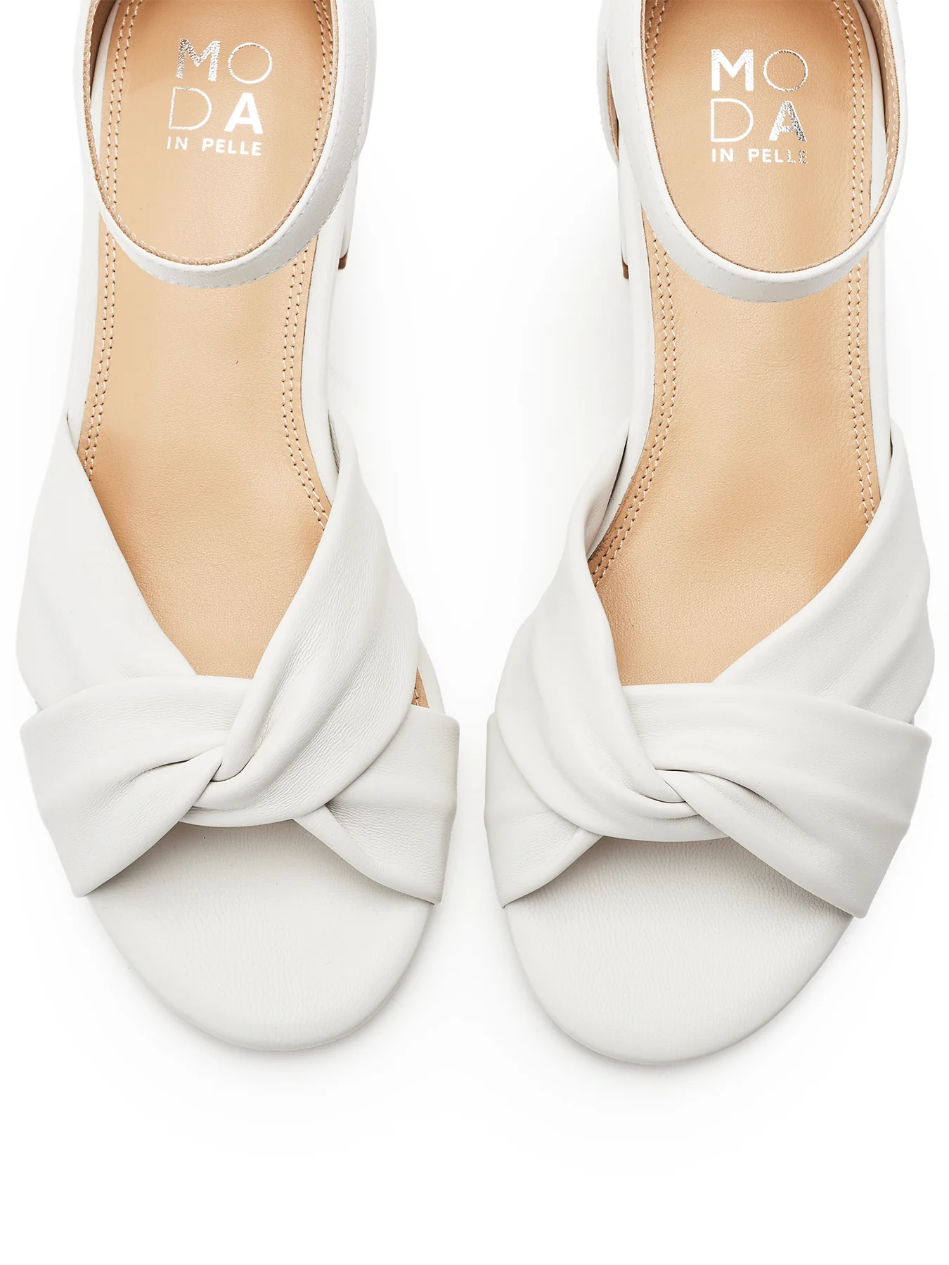 Macadima Block Heel Sandals White - Image 3