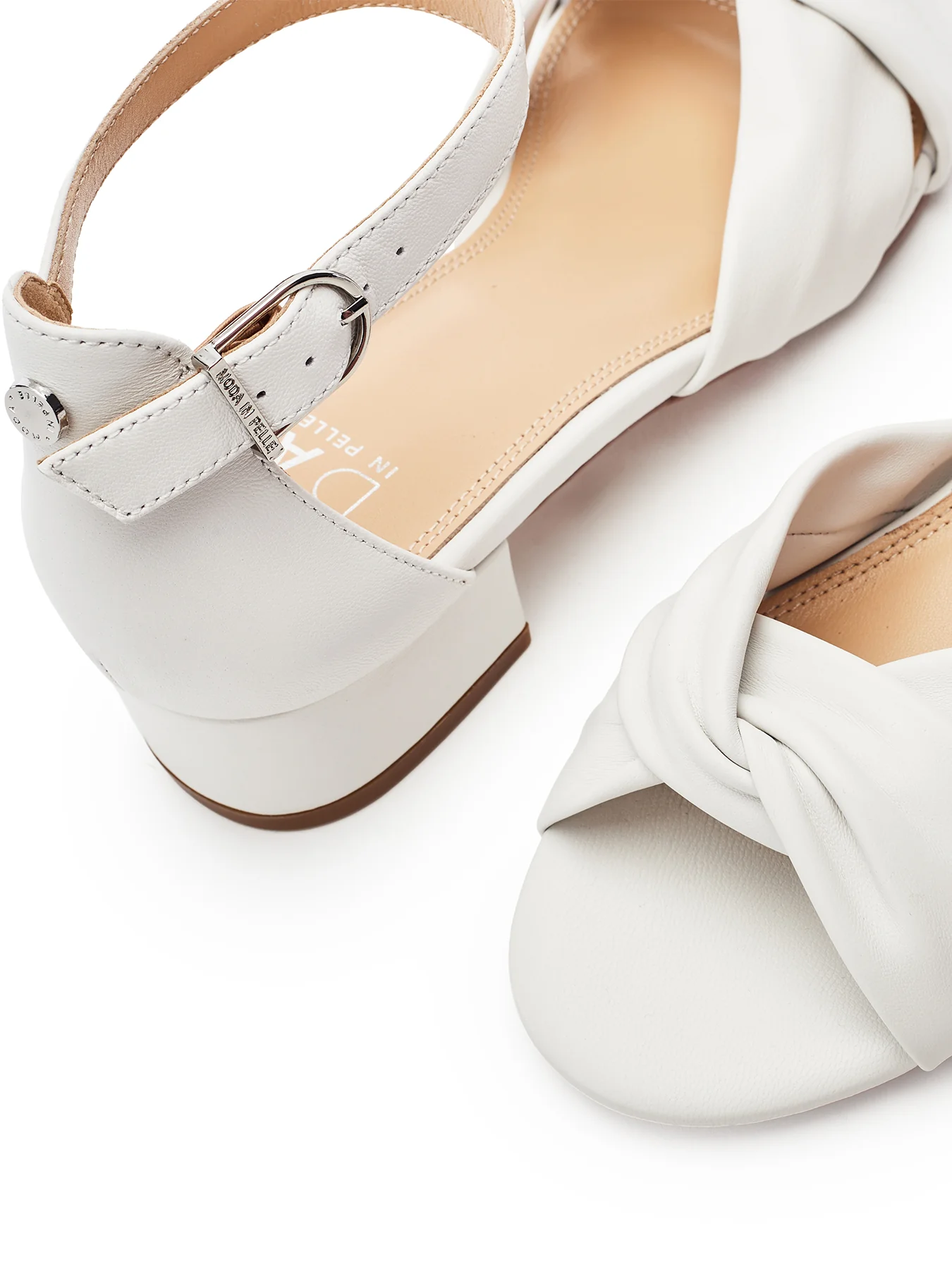 Macadima Block Heel Sandals White - Image 4