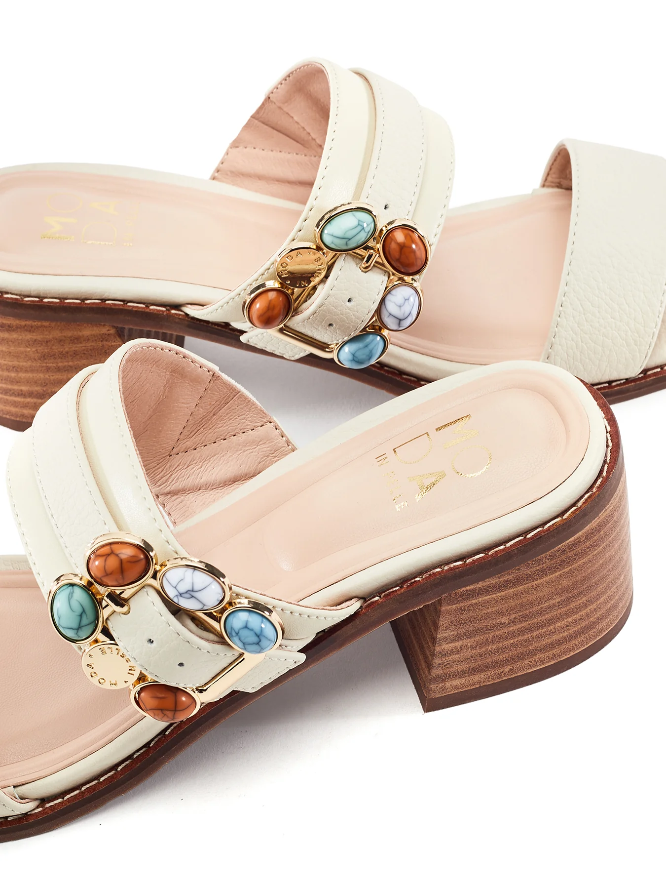 Mallorie Block Heel Sandals White - Image 4
