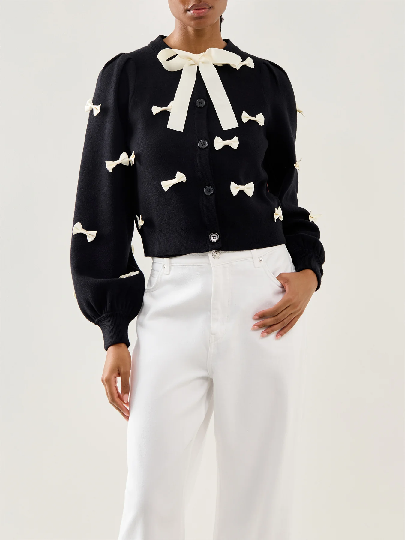 Bow Cardigan Black - Image 4