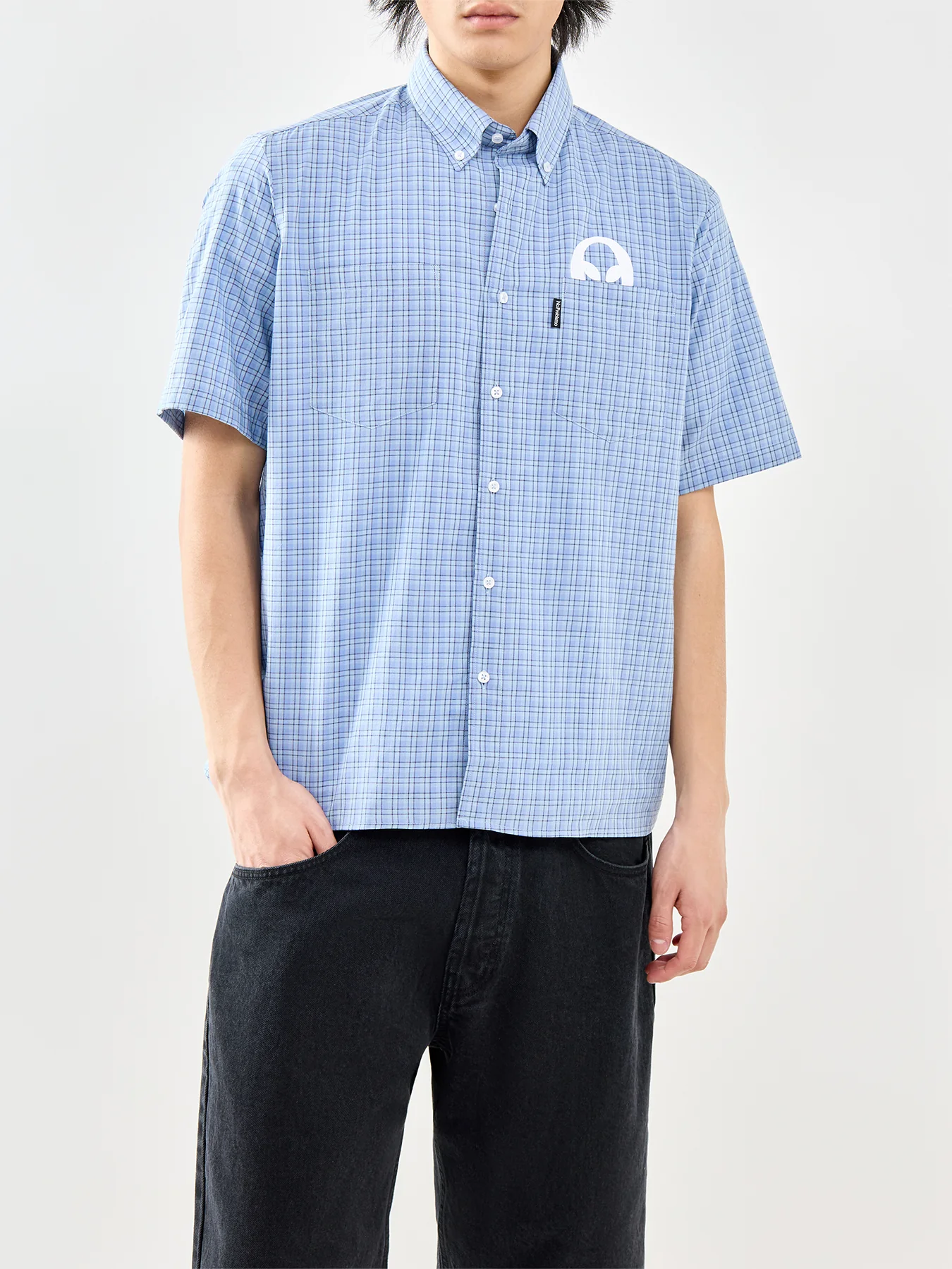 Alien-O Check Short Sleeve Shirt Blue - Image 4
