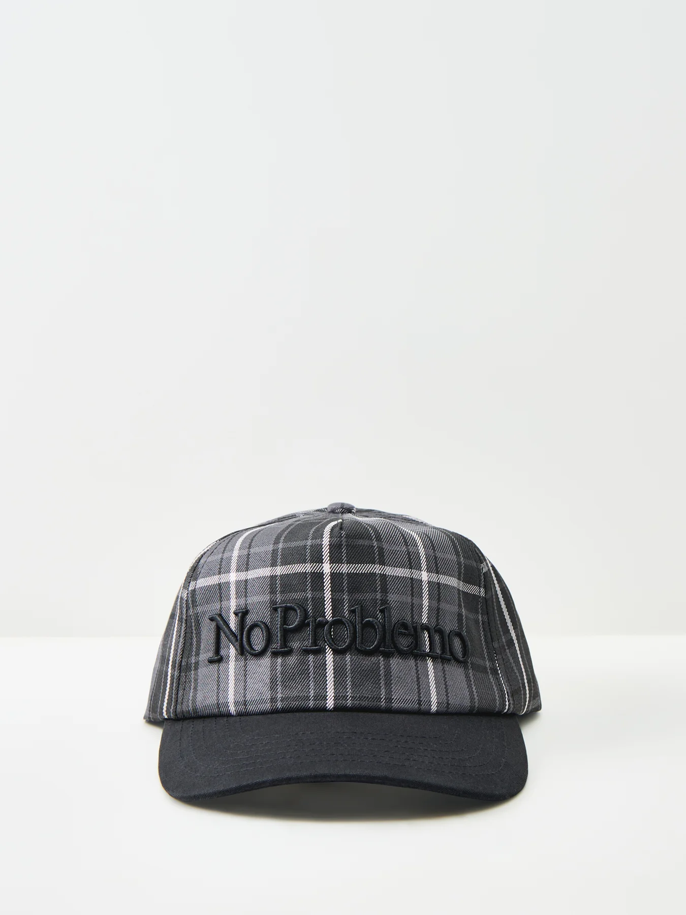Plaid Cotton Cap Black - Image 4