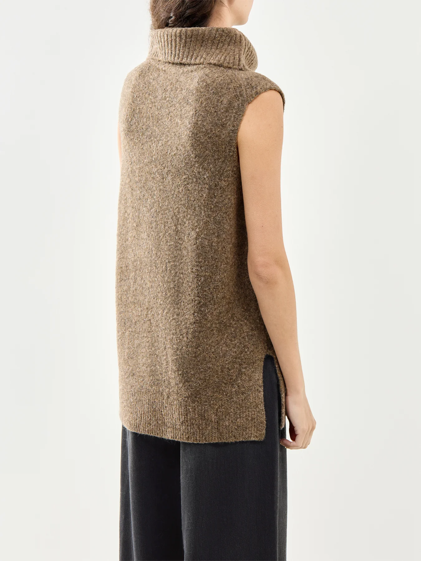 Roll Neck Vest Brown - Image 5