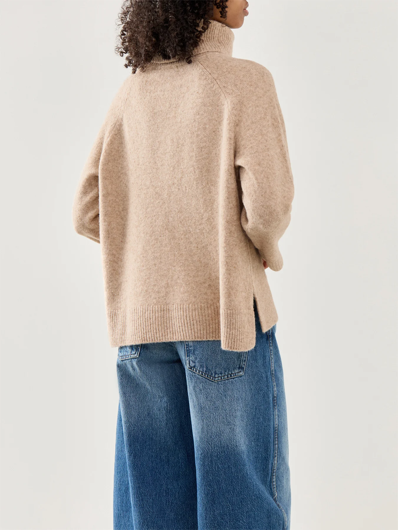 Roll Neck Jumper Relaxed Fit Beige - Image 5