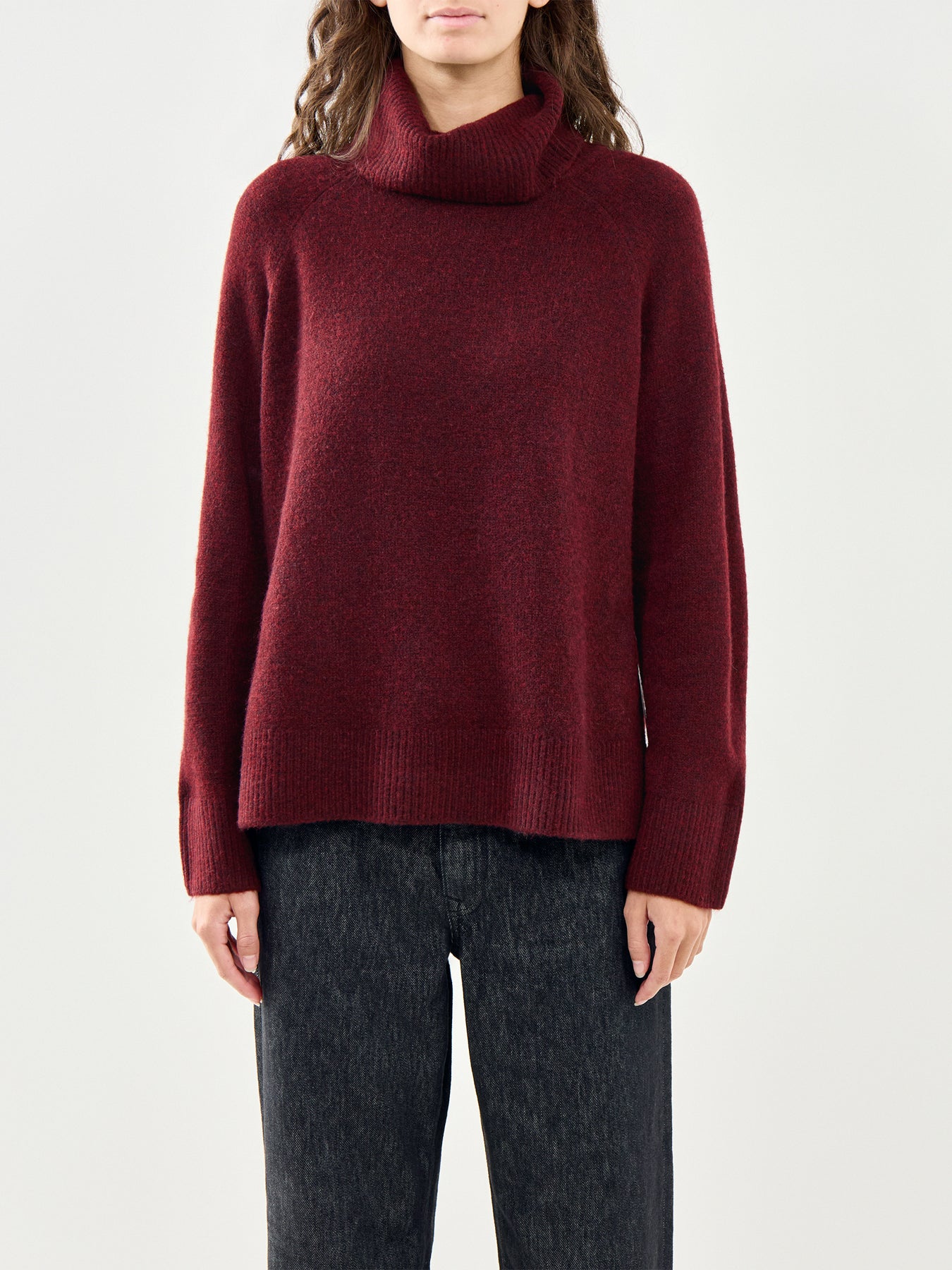 Roll Neck Jumper Relaxed Fit Burgundy - Image 4