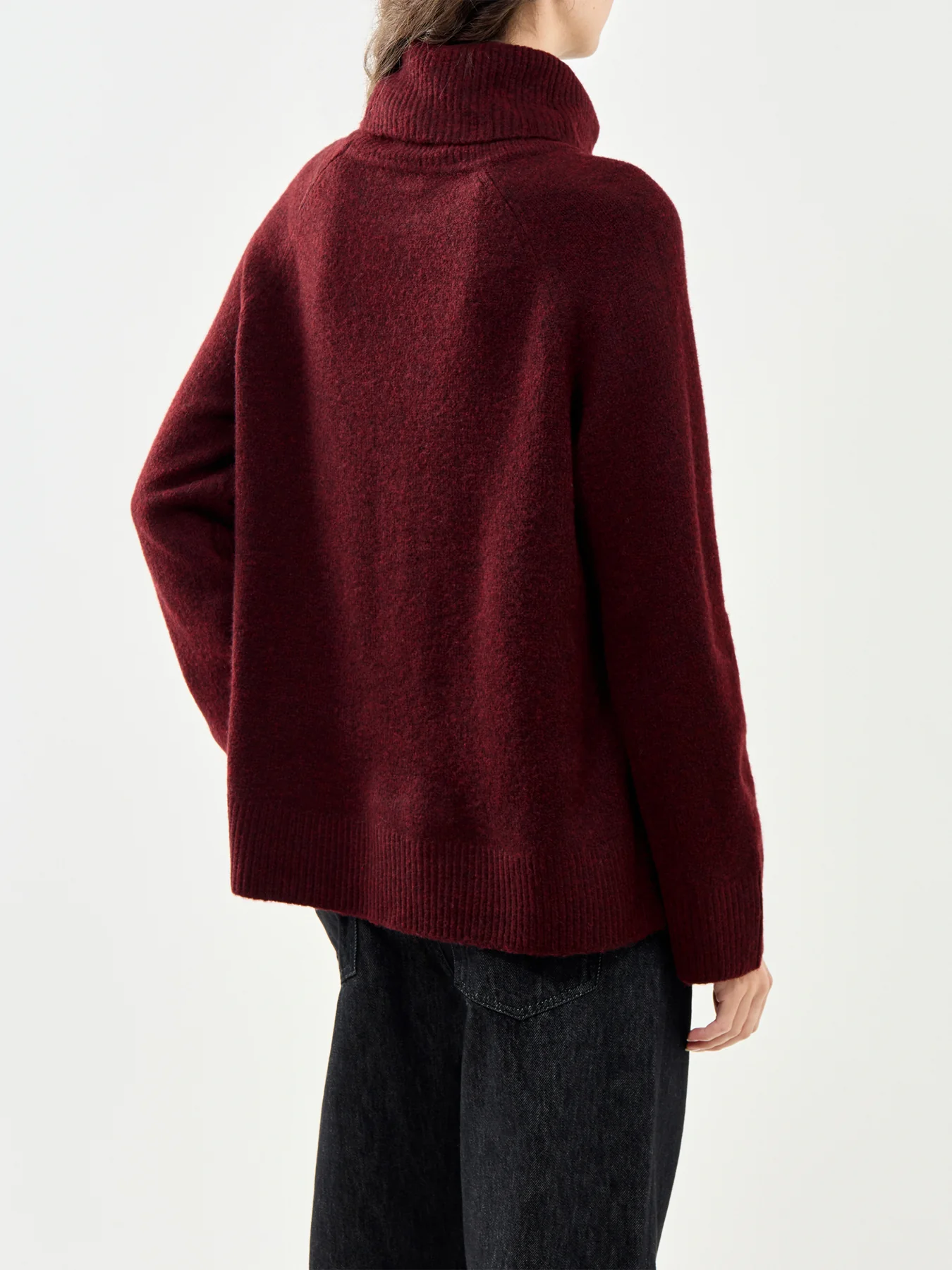 Roll Neck Jumper Relaxed Fit Burgundy - Image 5
