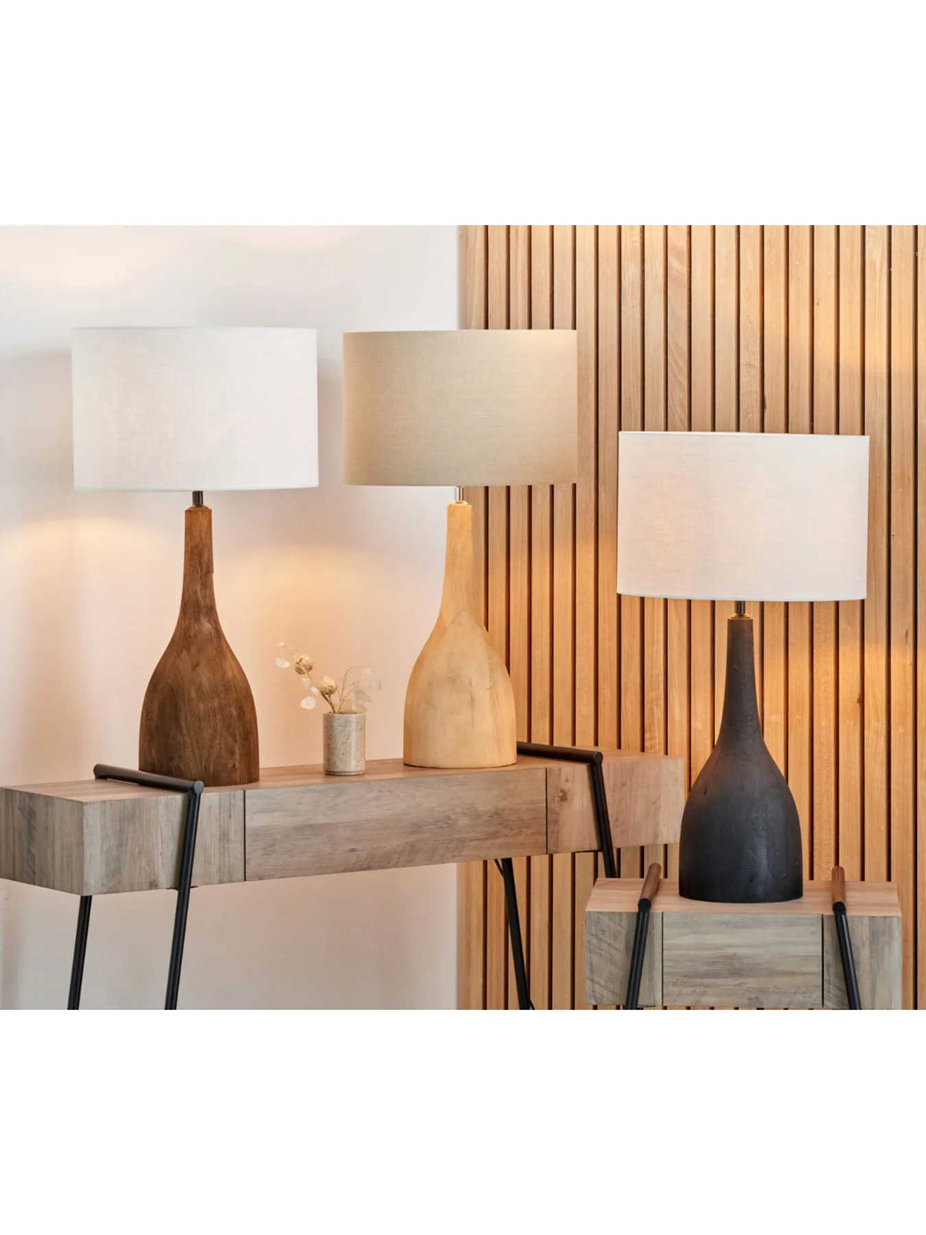 Mango Wood Curved Lamp Base Brown - Image 3