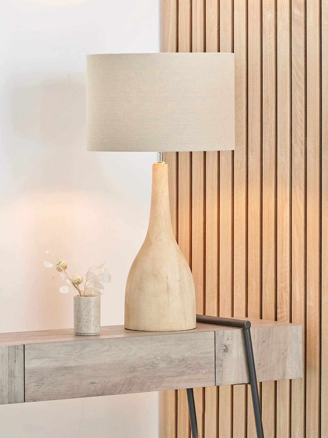 Linen Drum Lamp Shade 40cm Grey - Image 2