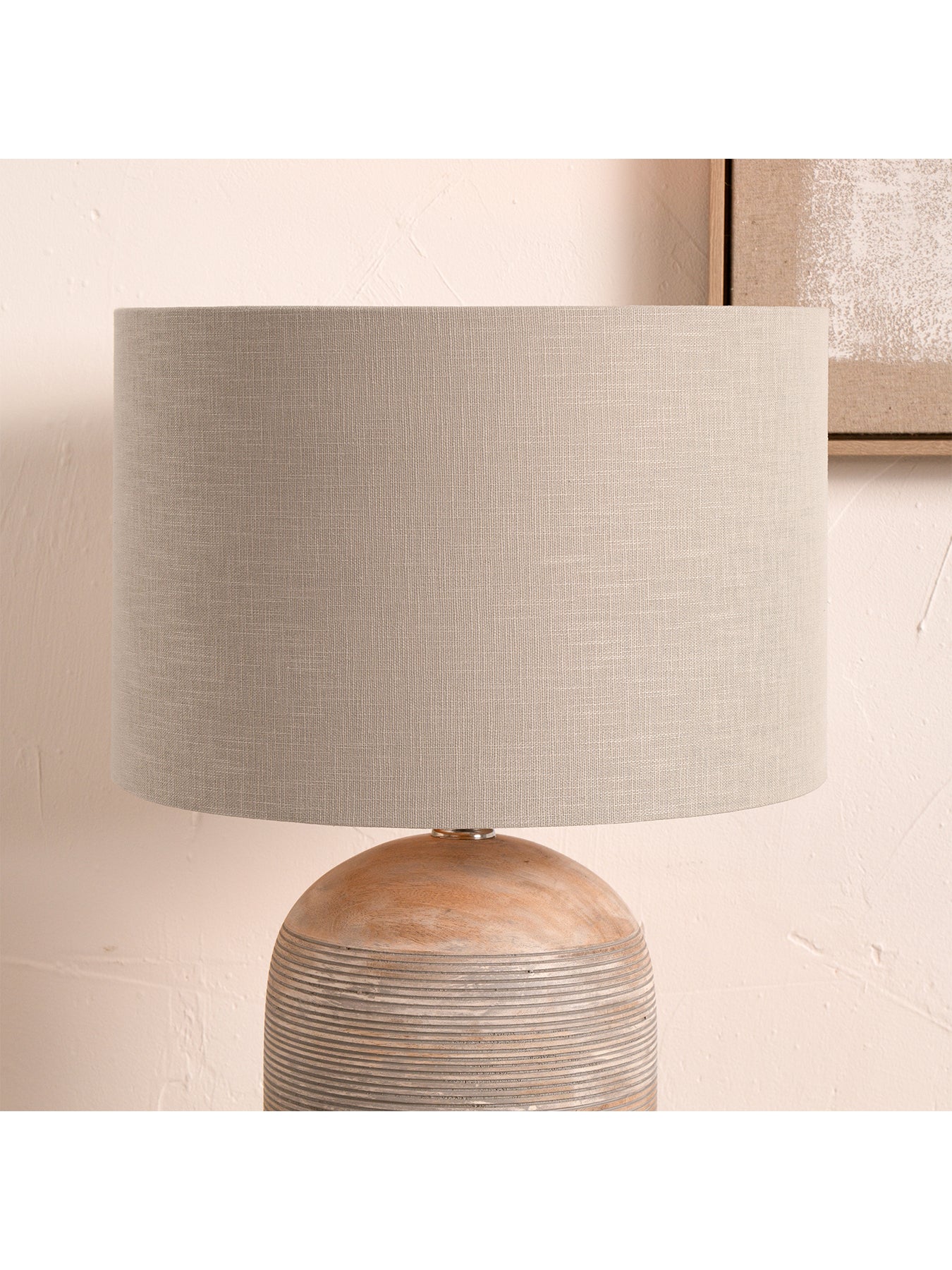 Linen Drum Lamp Shade 40cm Grey - Image 3