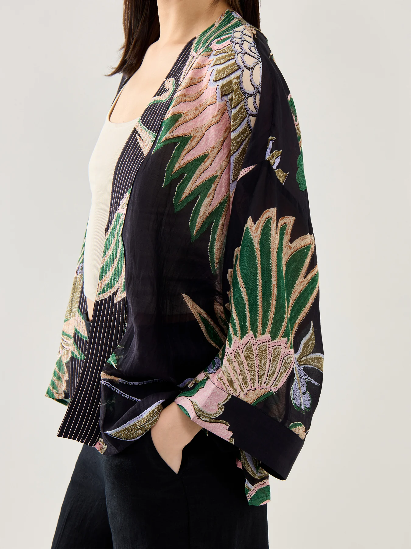 Crane Short Kimono Emerald - Image 3