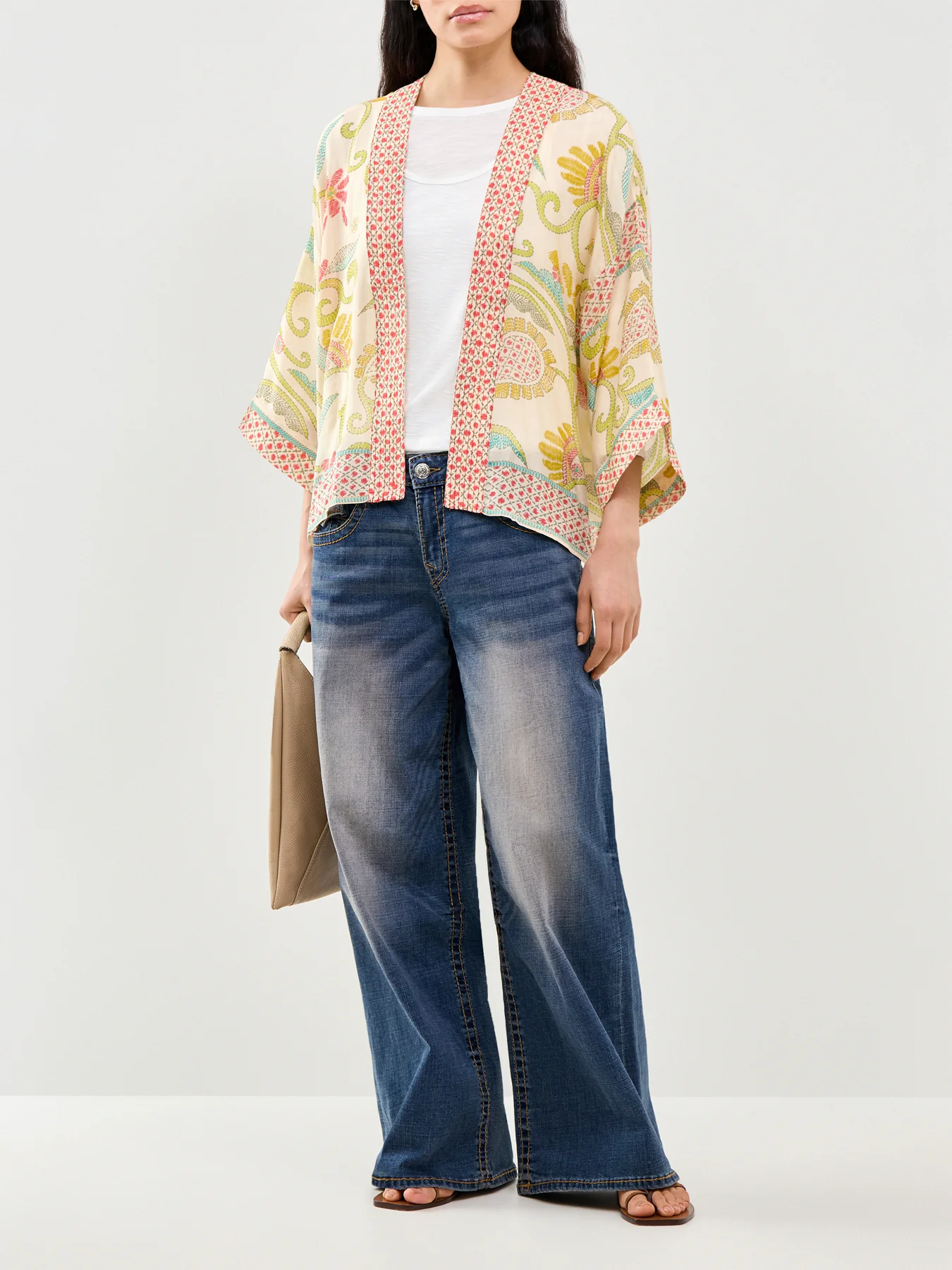 Giant Kantha Print Short Kimono - Image 2