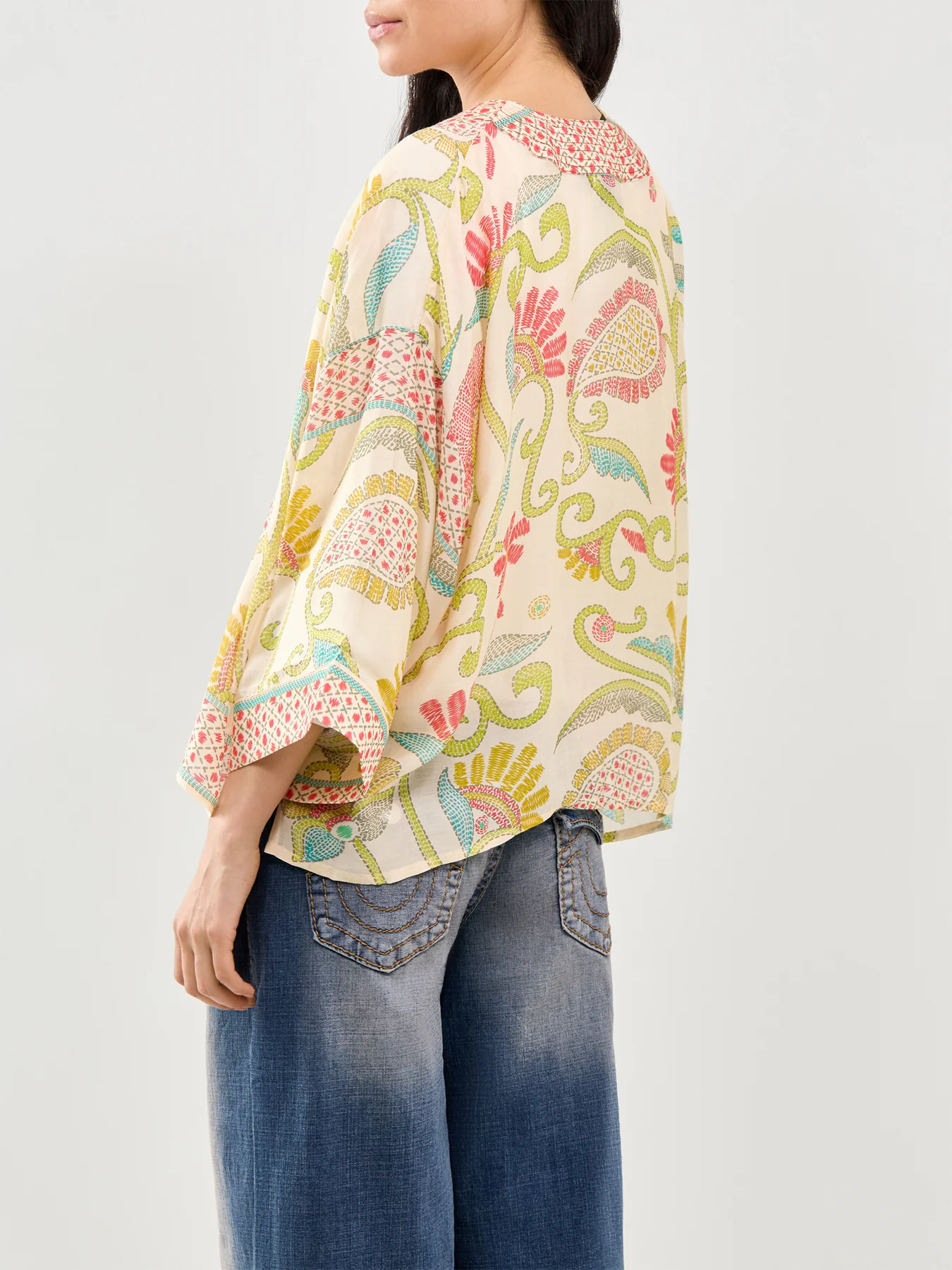 Giant Kantha Print Short Kimono - Image 5