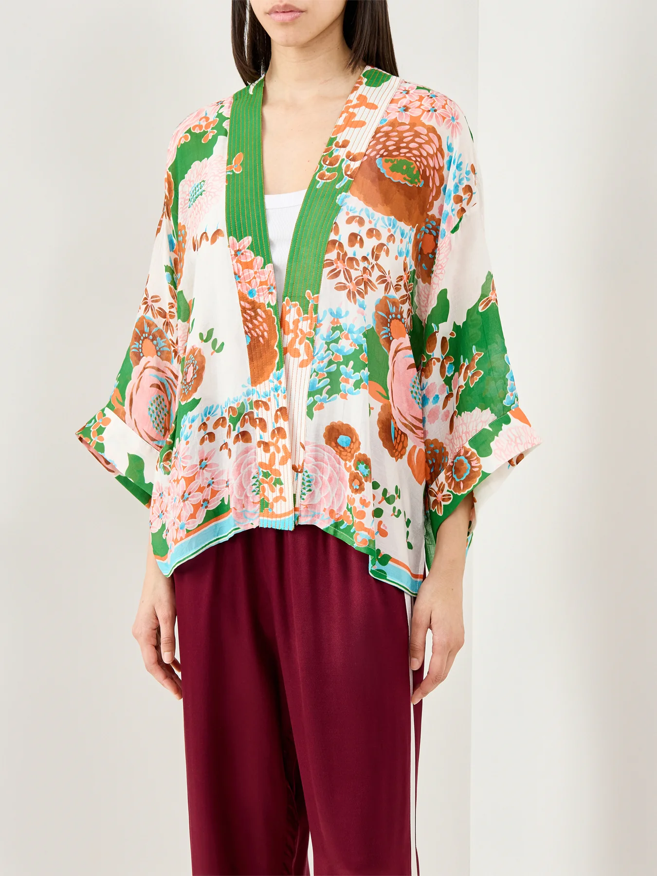 Kitsch Bouquet Print Kimono Green - Image 4