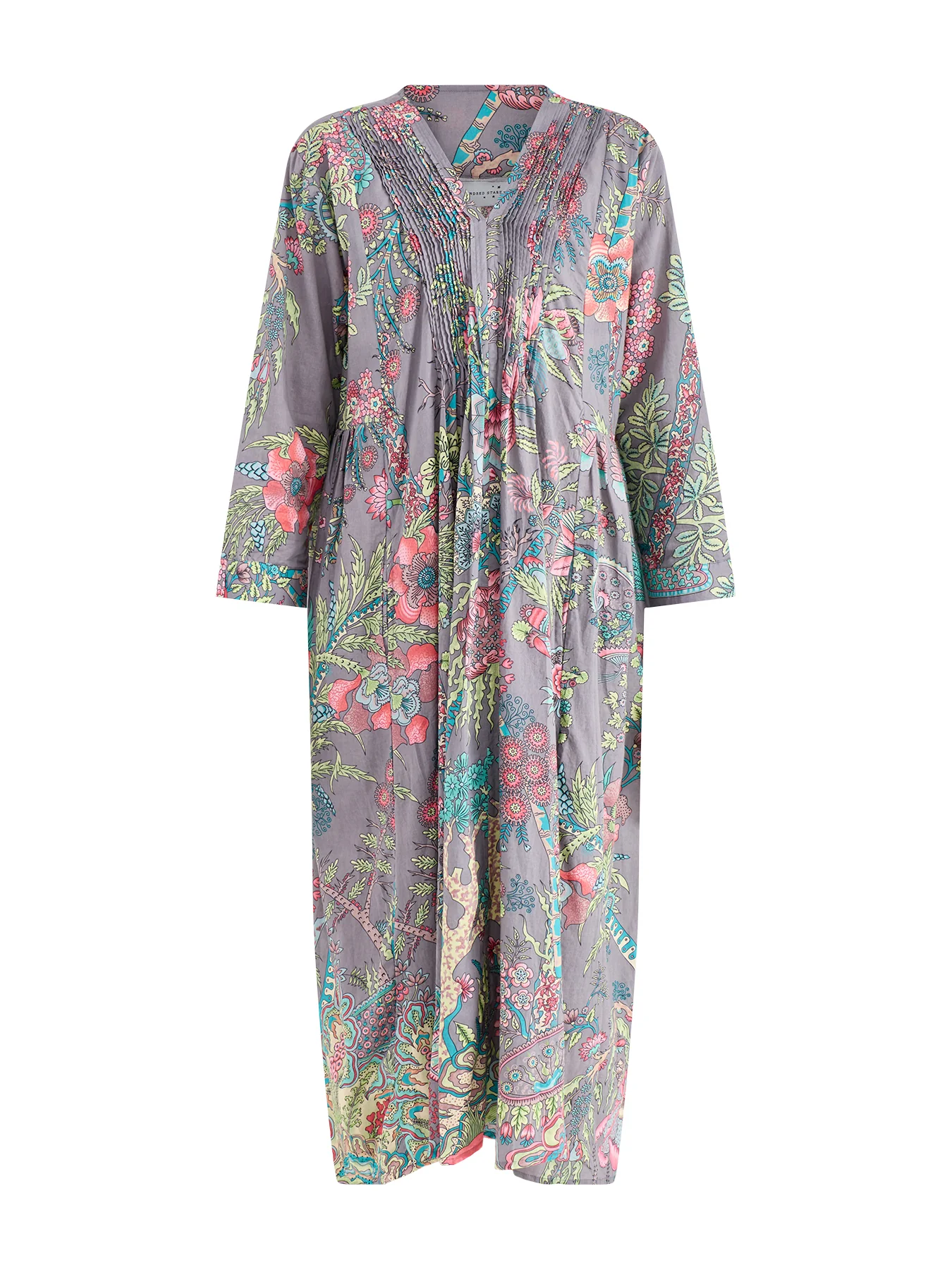 Pinch Pleat Dress Boho Gardens Grey