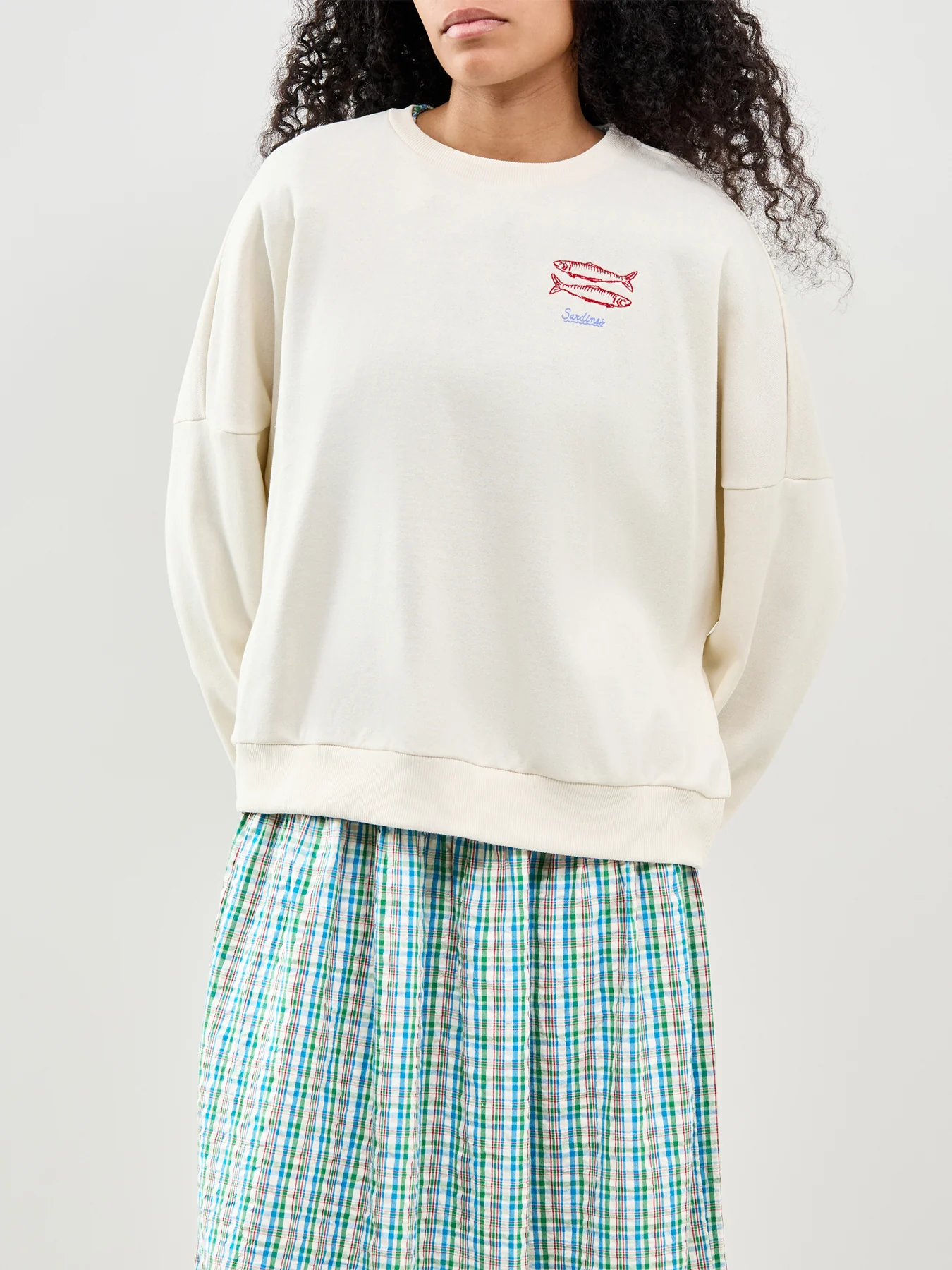 Deborah Crew Neck Sweatshirt Cream - Image 4