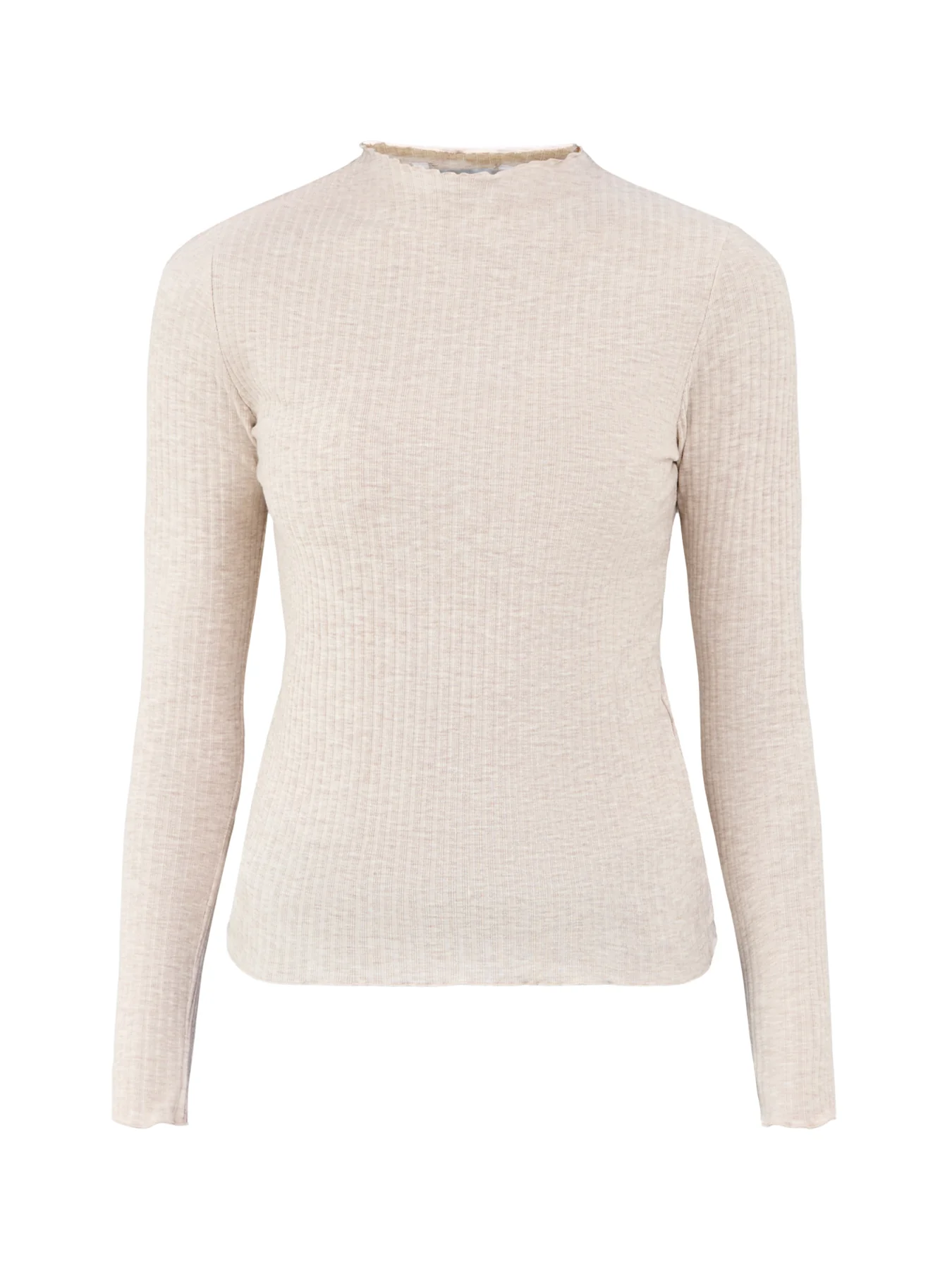 Emma High Neck Long Sleeve Top Cream