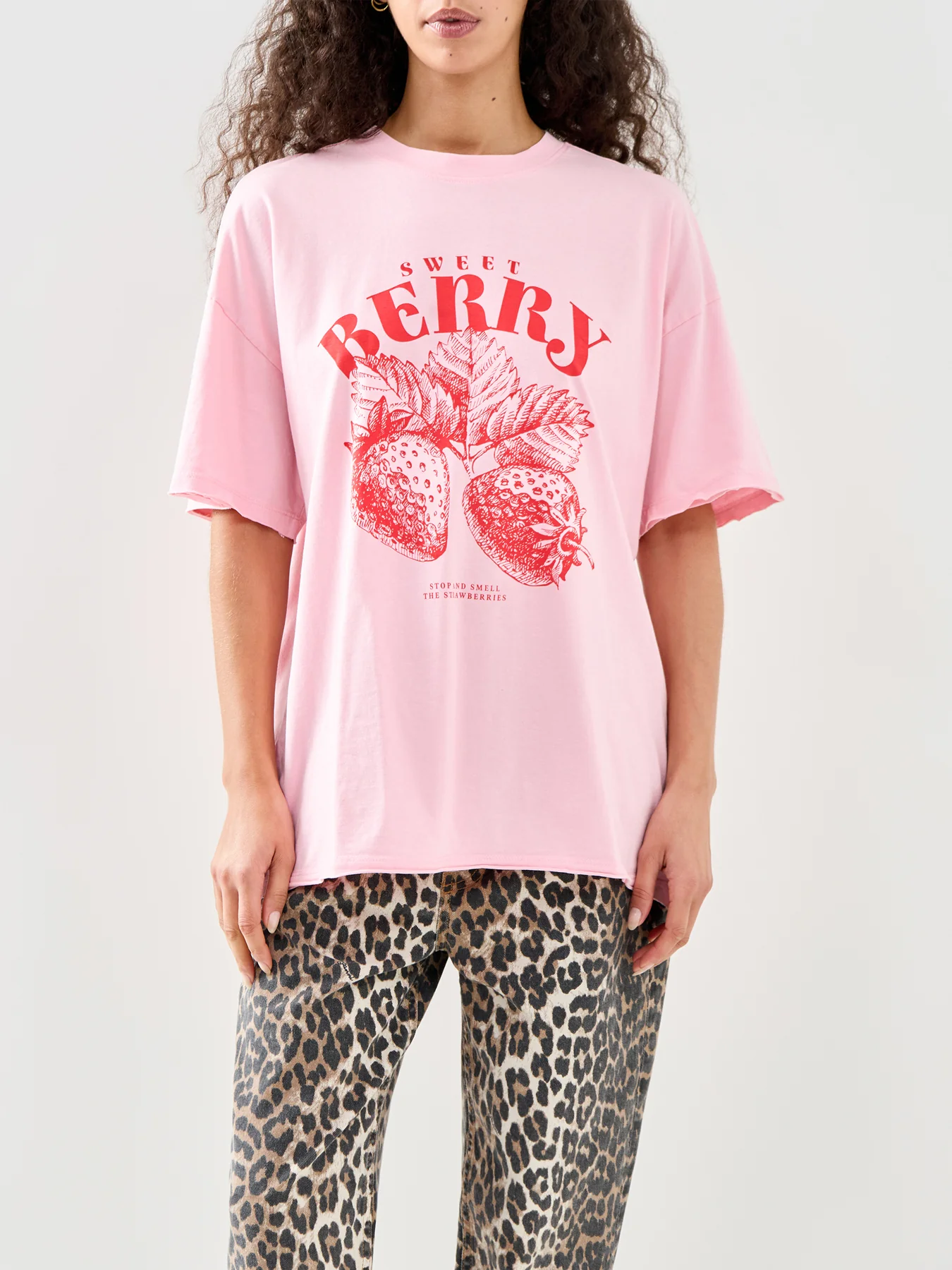 Kinna Oversized Short Sleeve T Shirt Pink - Image 4