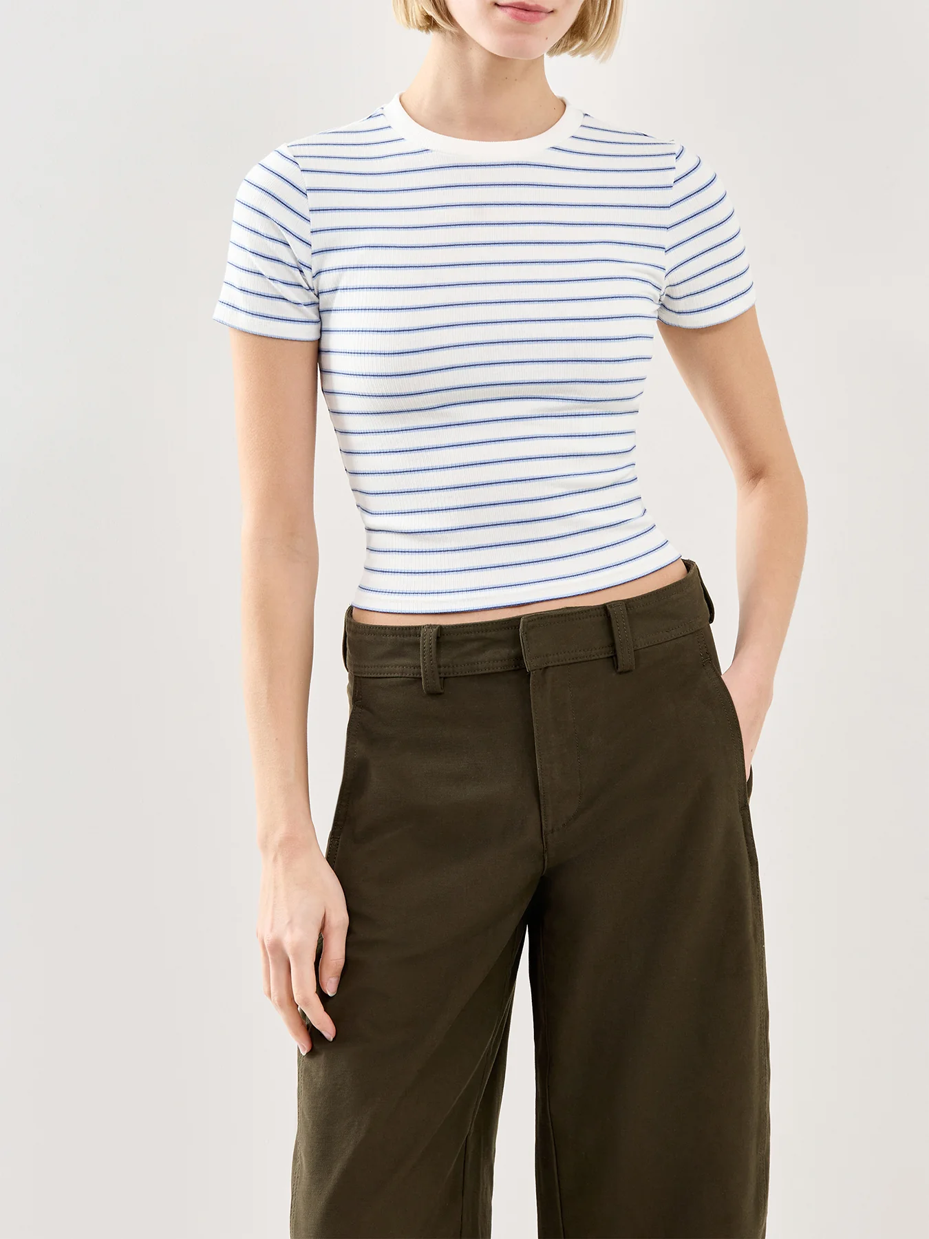 Stripe Short Sleeve T Shirt Blue - Image 4