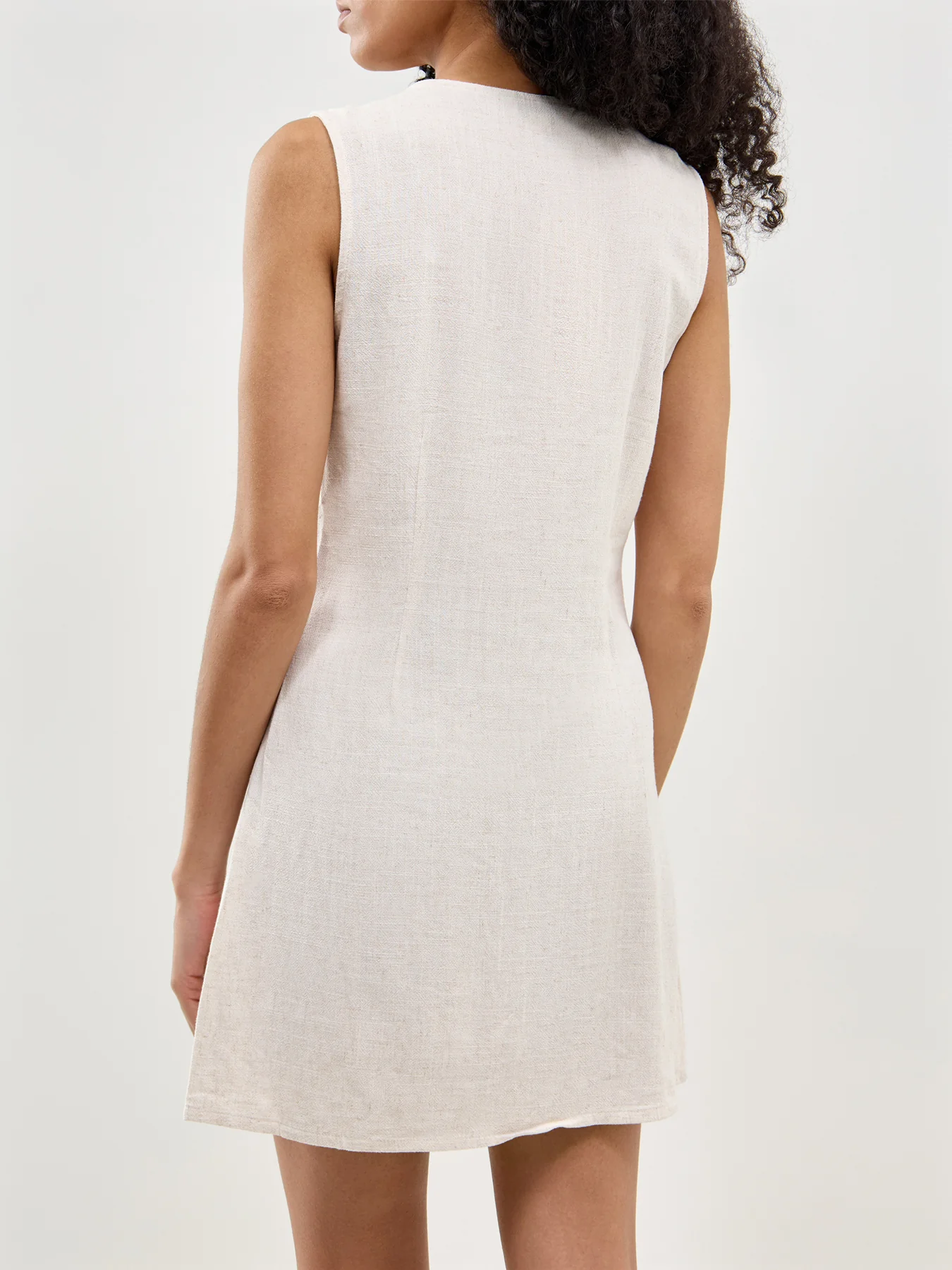 Siesta Linen Blend Mini Dress Neutral - Image 5