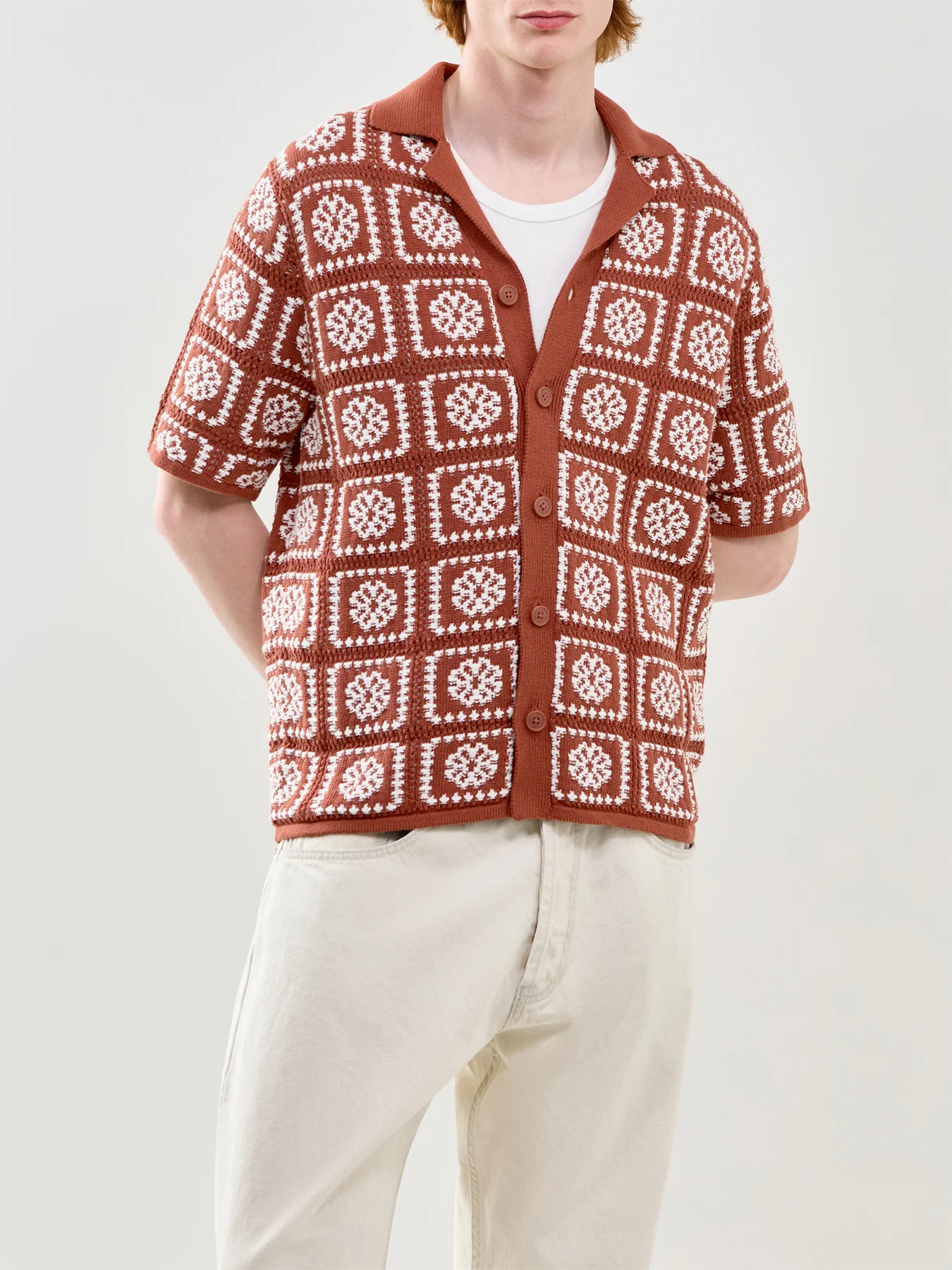 Relaxed Short Sleeve Shirt Cream - Image 4