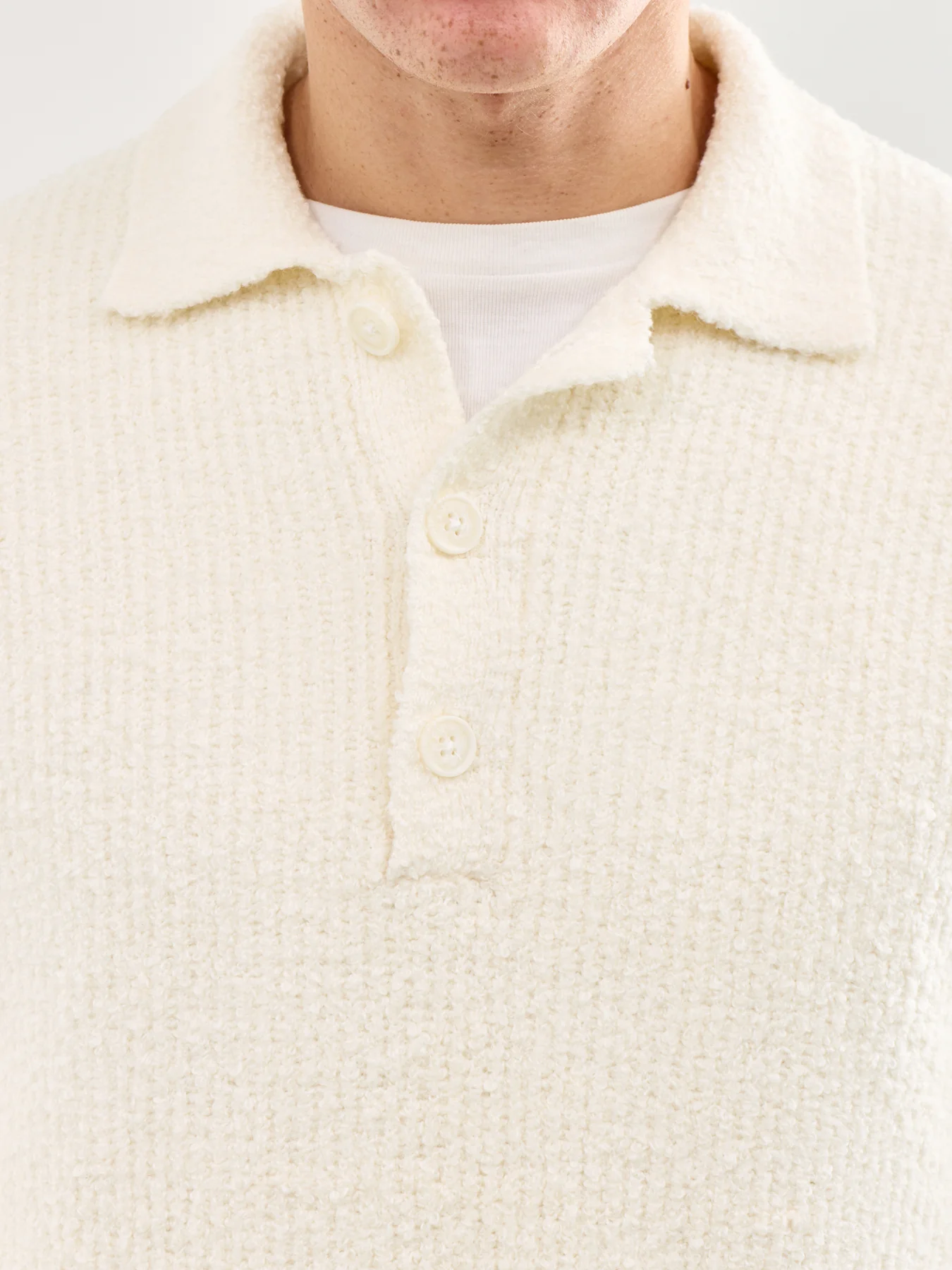 Onsdale Relaxed Long Sleeve Polo Knit Cream - Image 3