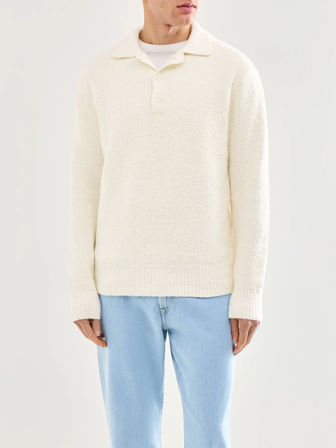 Onsdale Relaxed Long Sleeve Polo Knit Cream - Image 4
