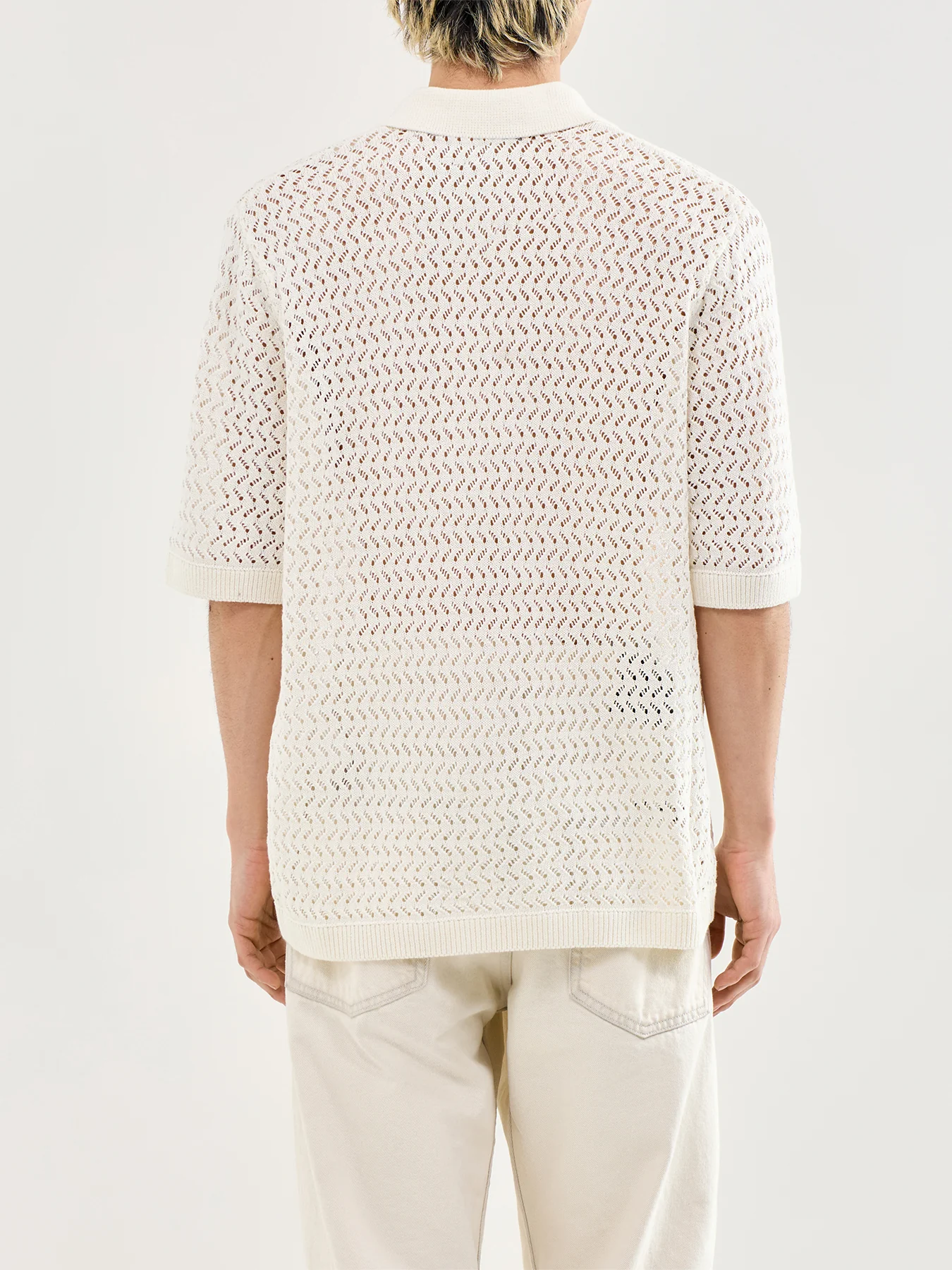 Nyle Split Polo Shirt Cream - Image 5