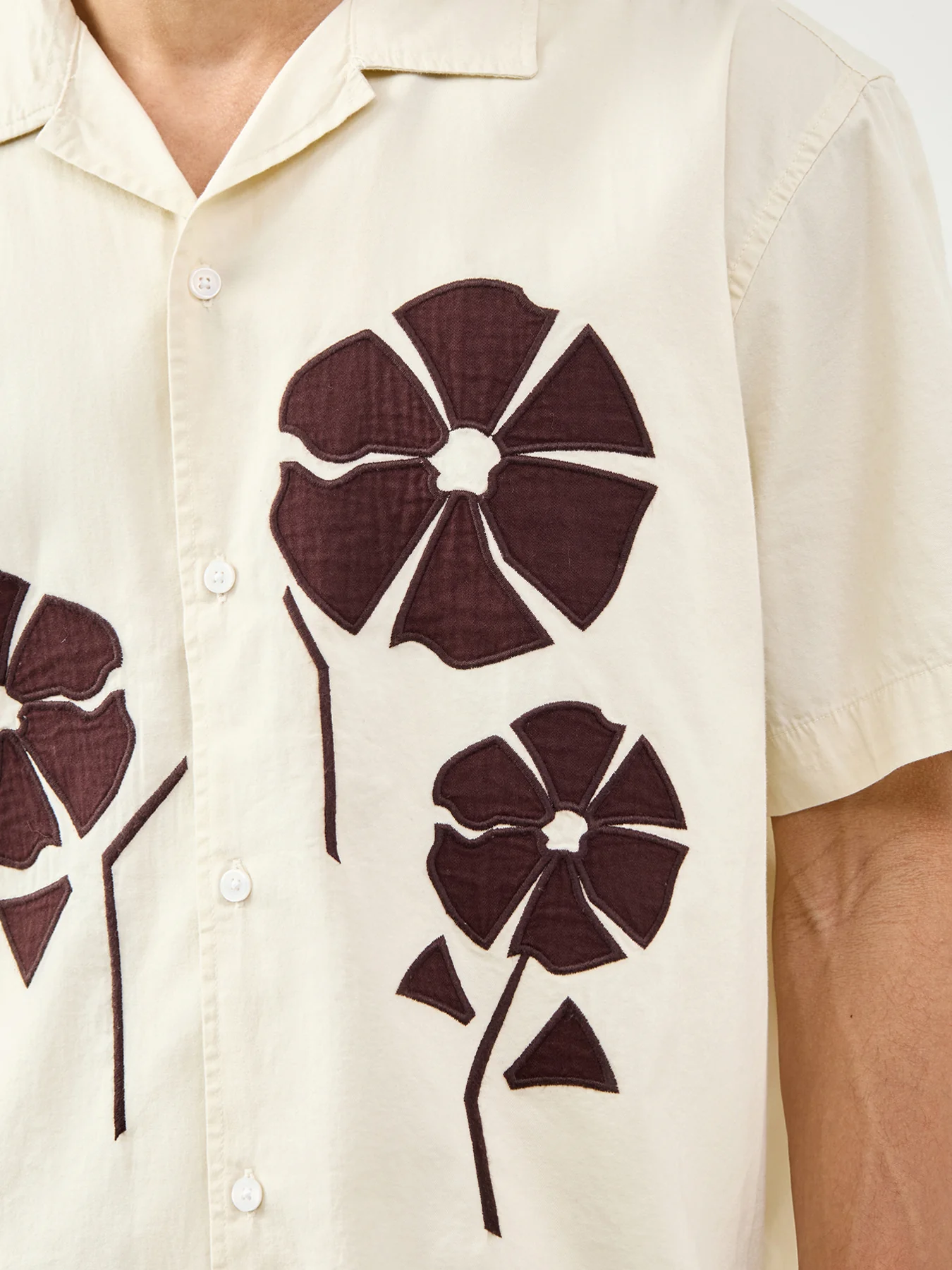 Seeren Embroidered Short Sleeve Shirt Cream - Image 3