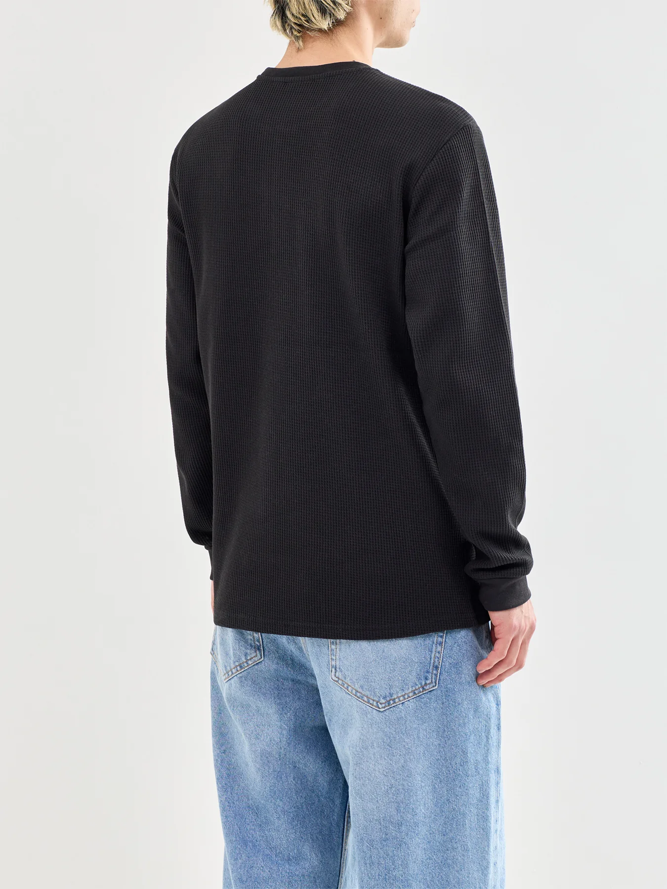 Stobie Long Sleeve Henley T-Shirt Black - Image 5