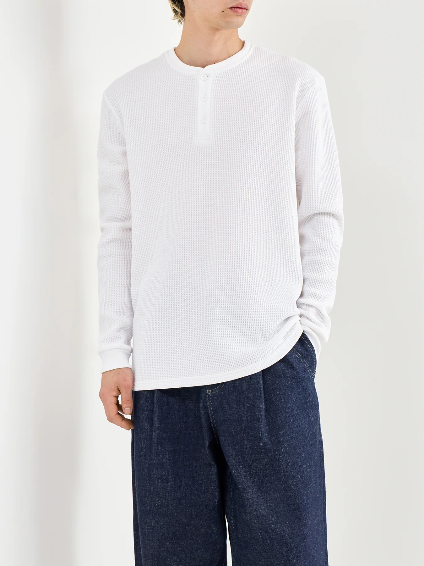 Stobie Long Sleeve Henley T-Shirt White - Image 4
