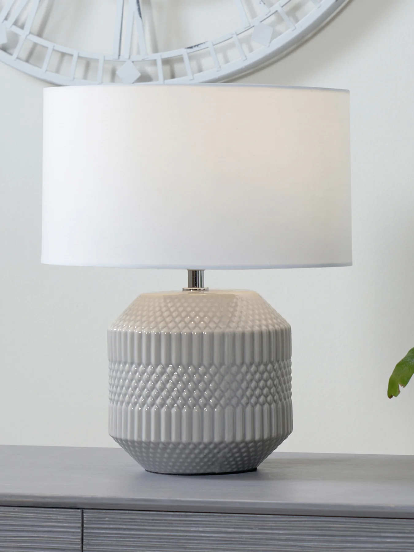 Geo Ceramic Table Lamp Grey - Image 3