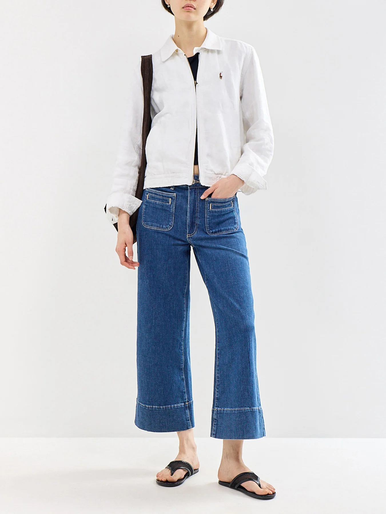 Anessa Wide Leg Cropped Jeans Blue - Image 2