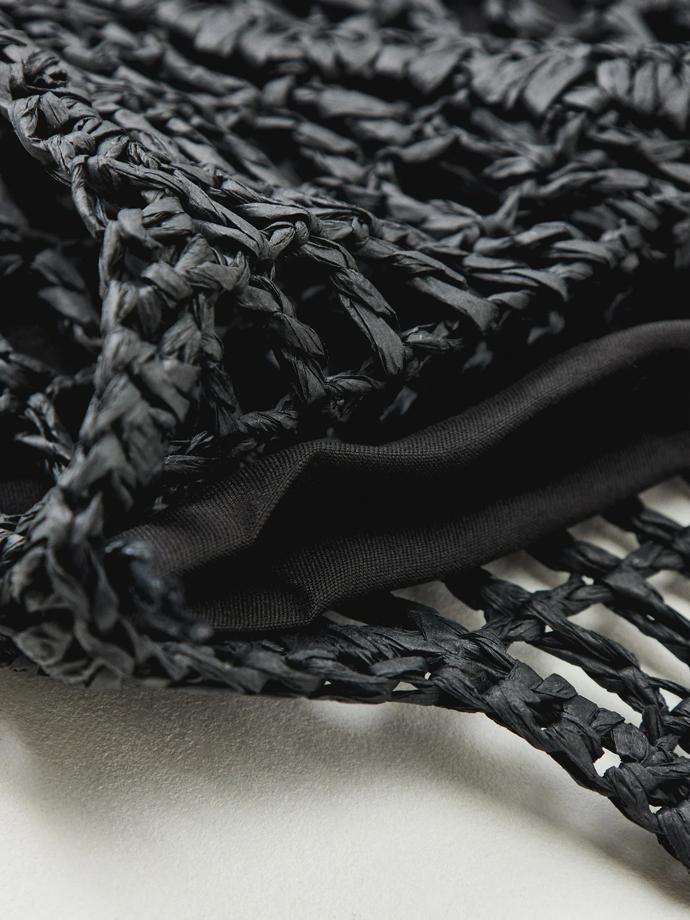 Kamille Straw Shopper Tote Bag Black - Image 4