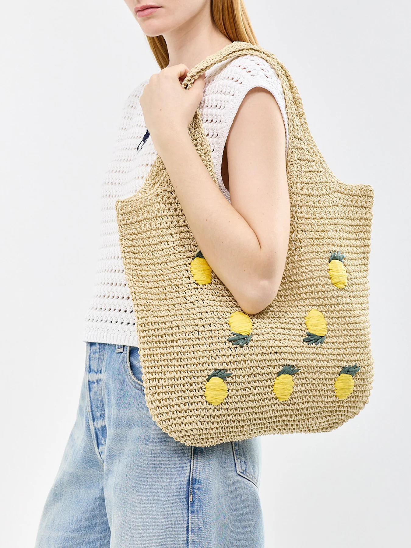 Pckelly Straw Shopper Tote Bag Beige - Image 2