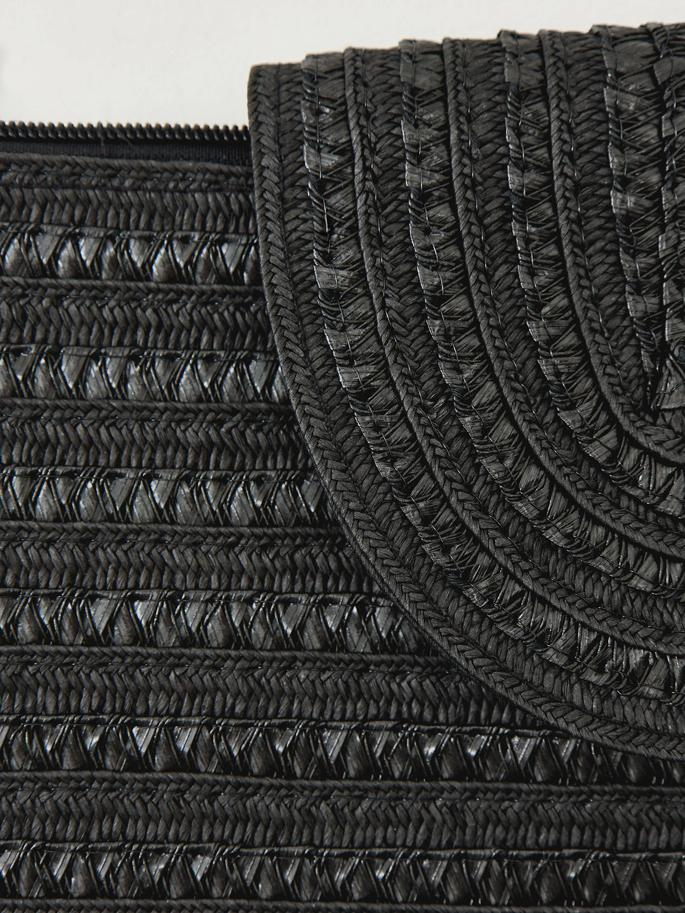 Straw Crossbody Flap Bag Black - Image 4