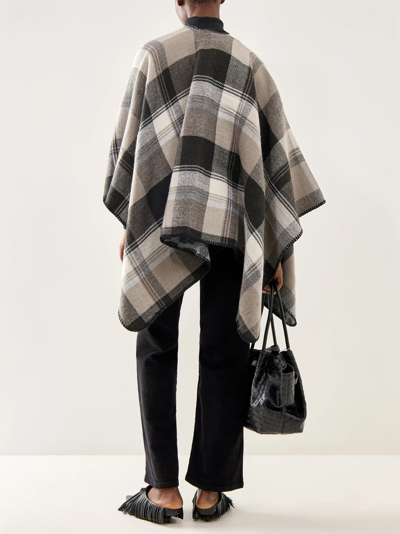 Jalina Reversible Check Poncho Grey - Image 5