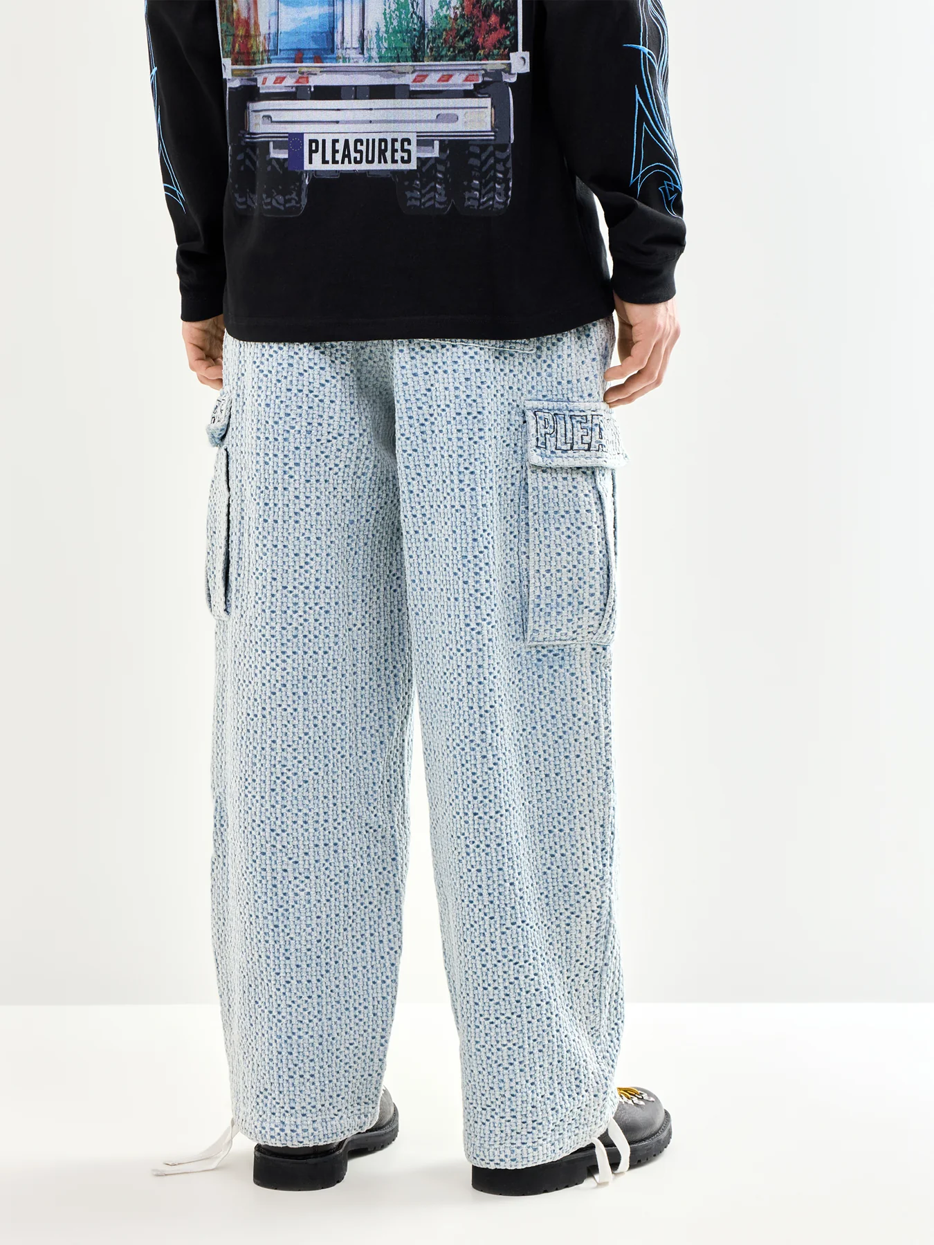 Knitted Indigo Cardo Pants Blue - Image 5