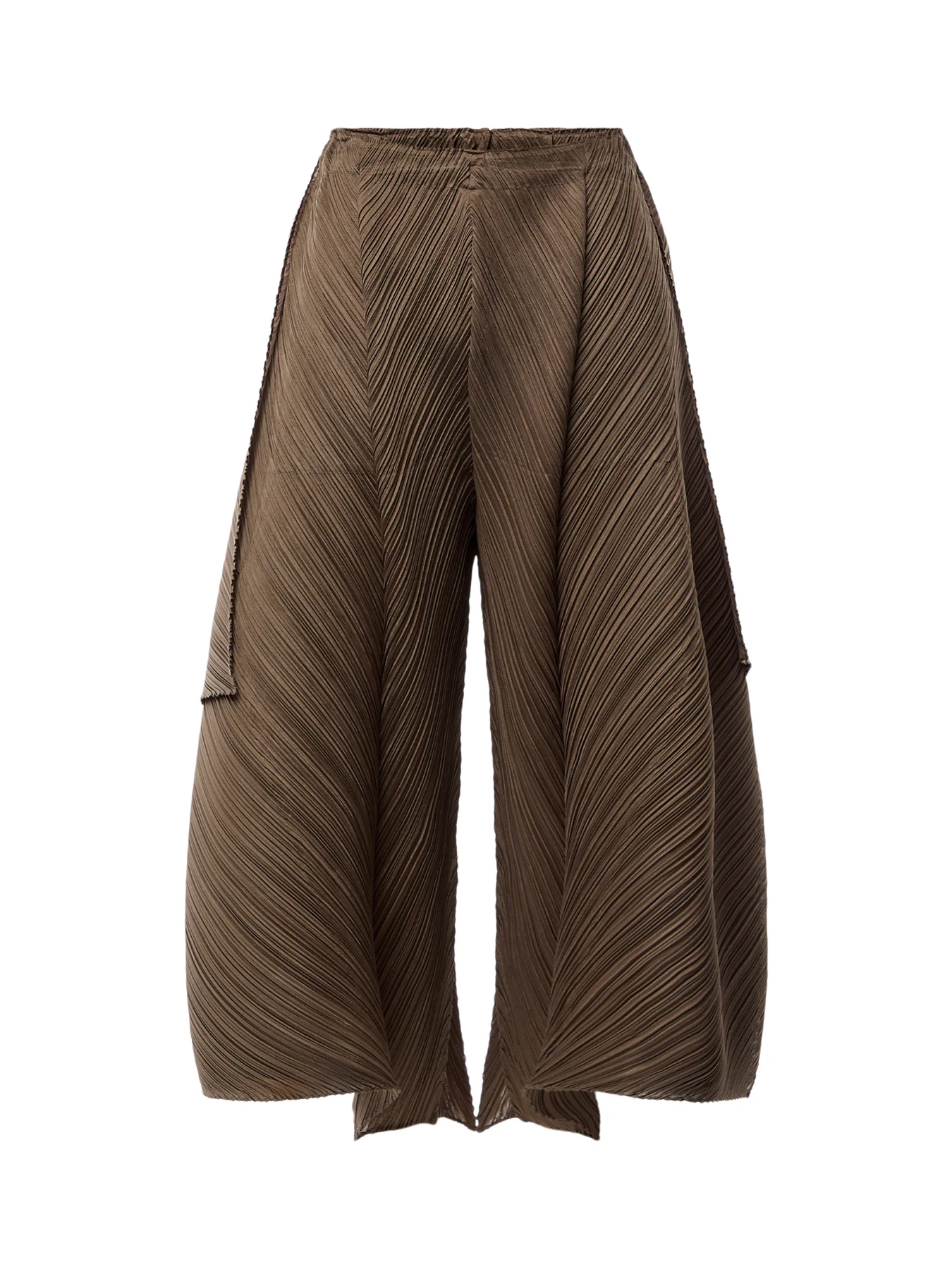 Pleats Sculptural Flare Grayish Brown Pants