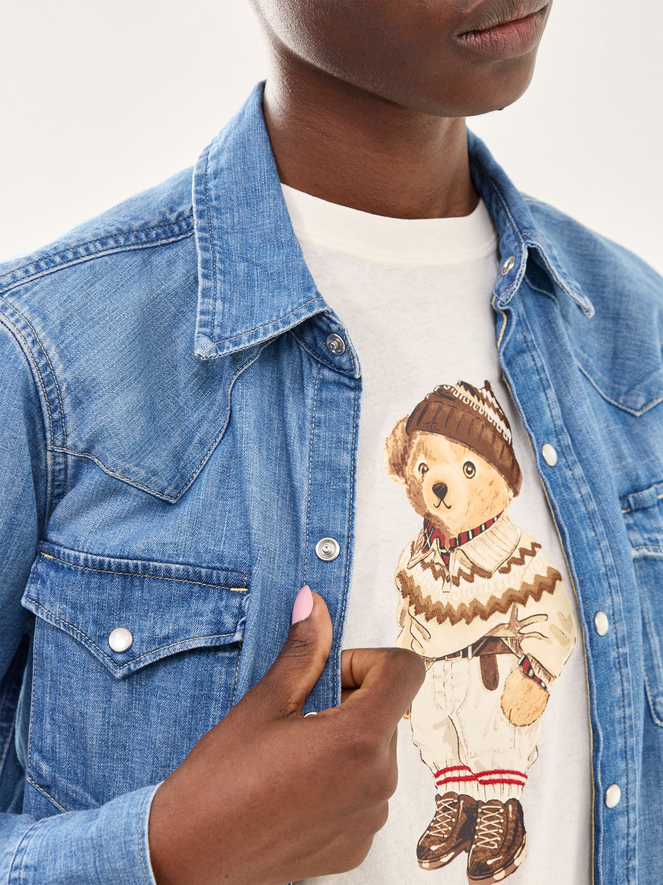 Bear Short Sleeve Cotton T-Shirt White - Image 3
