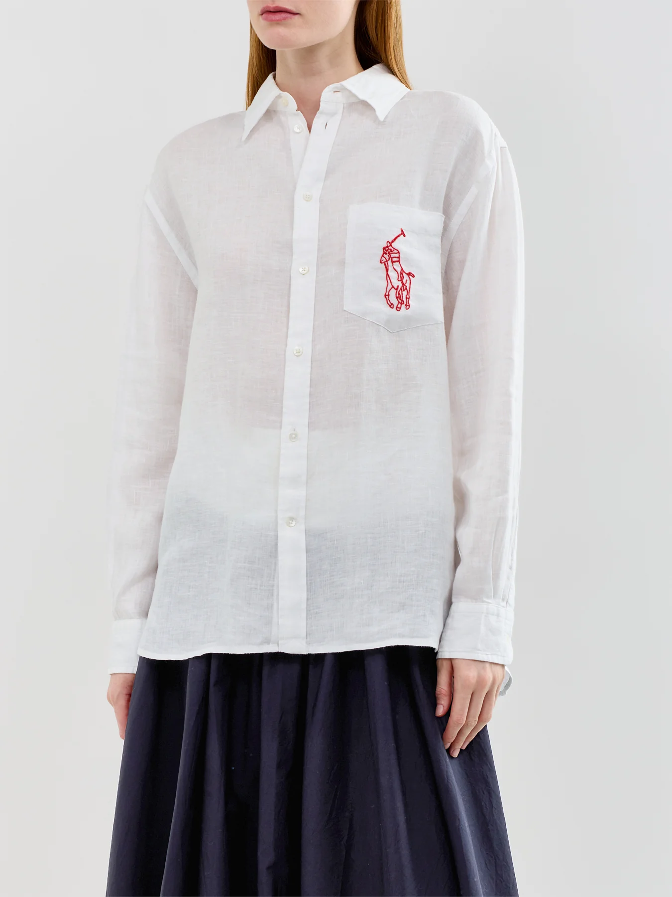Classic LS Linen Shirt White - Image 4