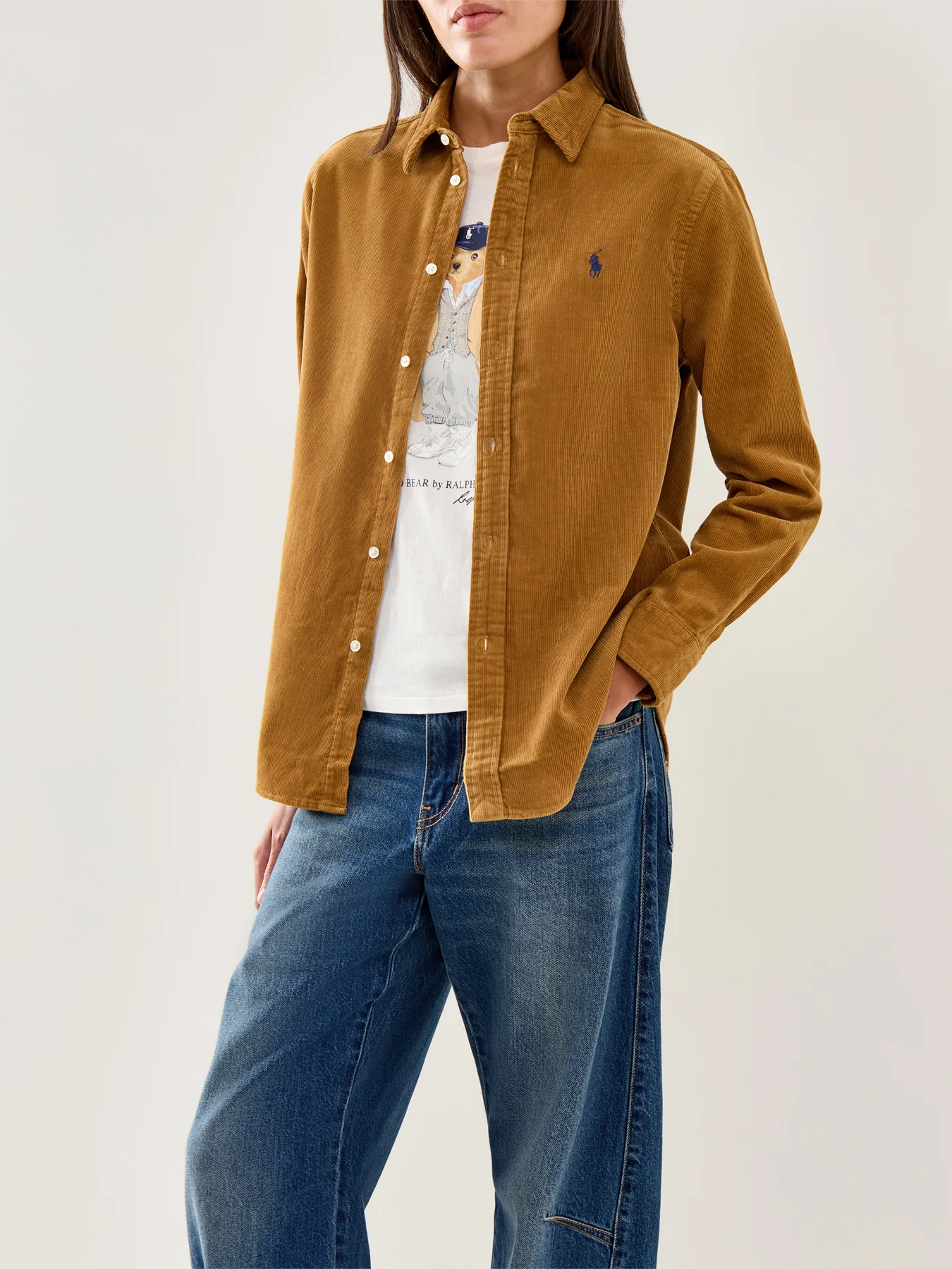 Cord Long Sleeve Shirt Tan - Image 4