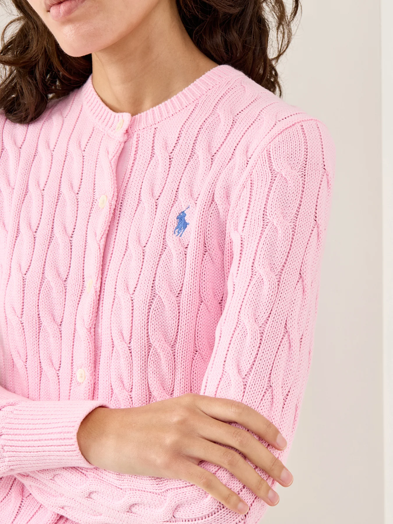 Cotton Cable LS Cardigan Pink - Image 3
