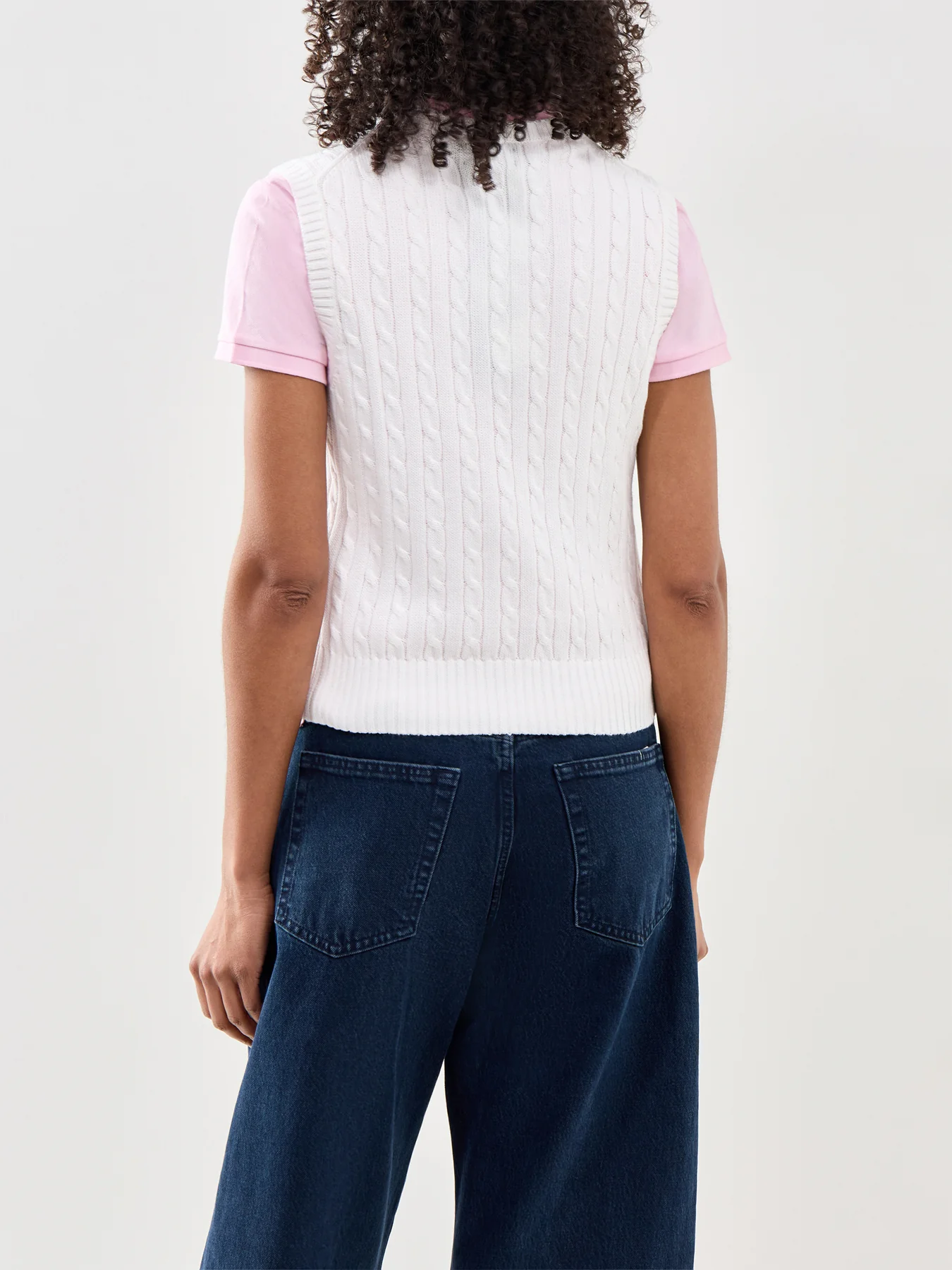 Cable Knit Vest Top White - Image 5