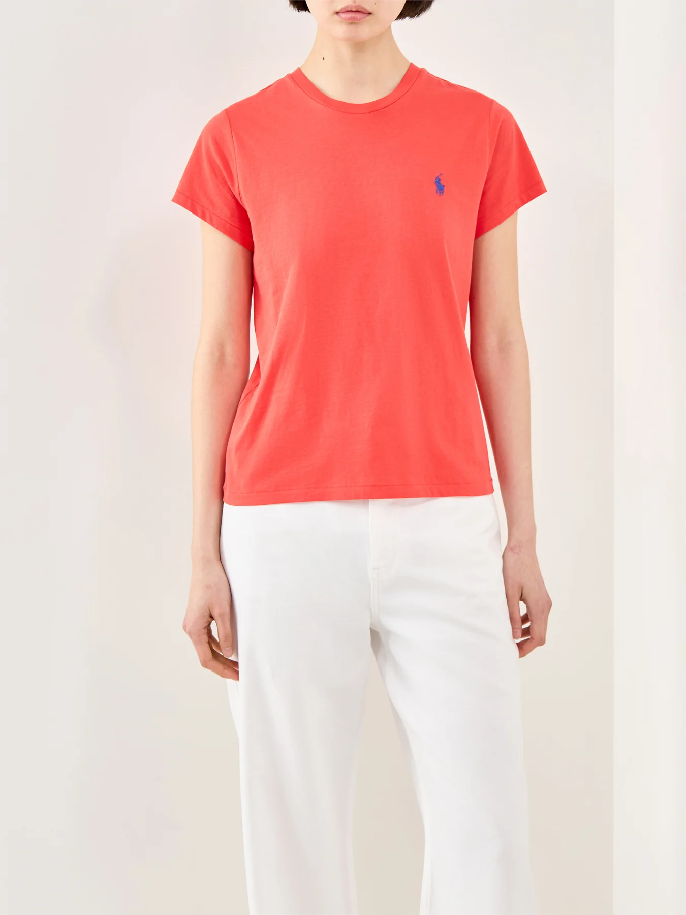 Crew Neck Knit T-Shirt Red - Image 4