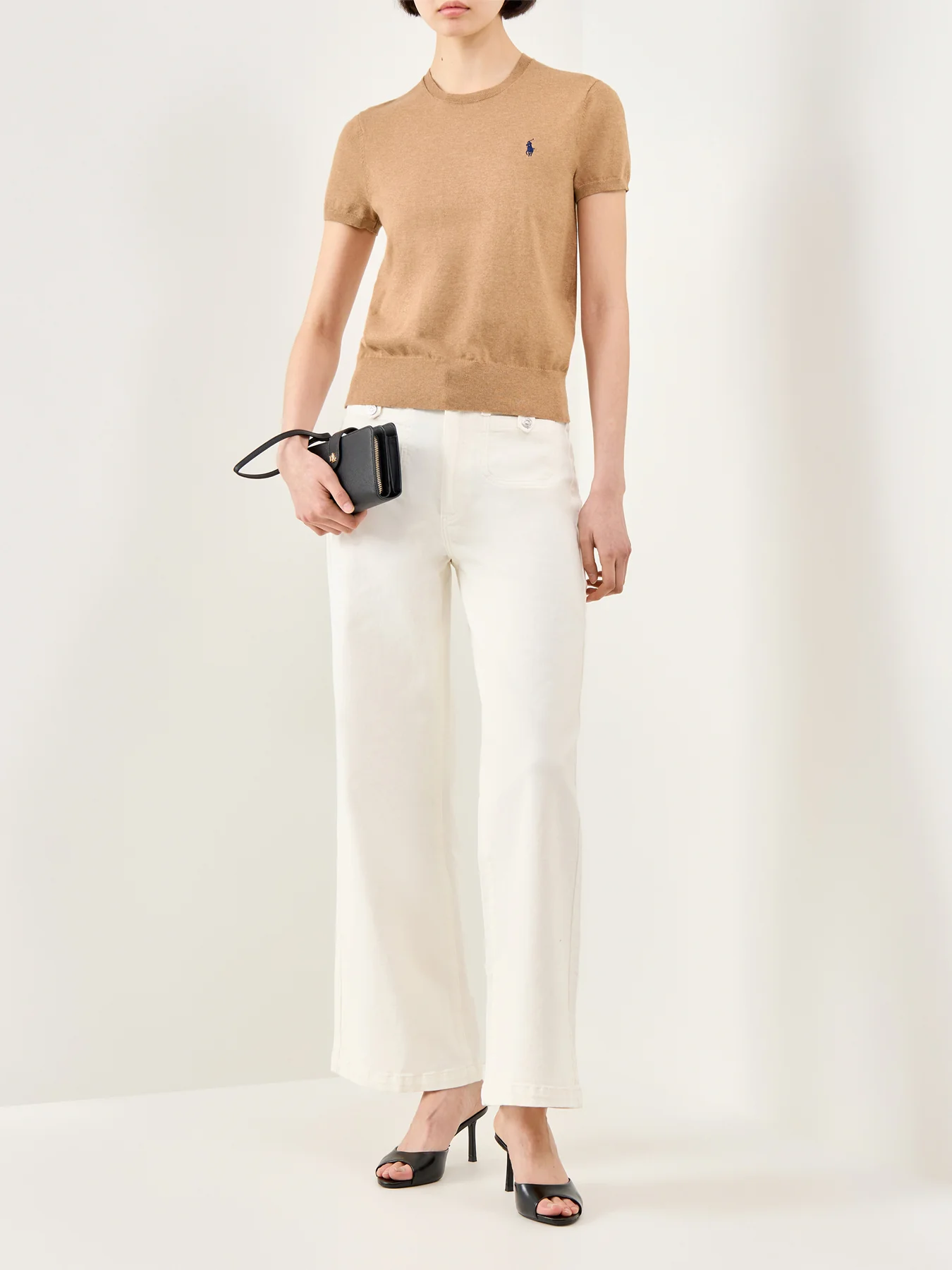 Short Sleeve Knit Pullover Brown - Image 2
