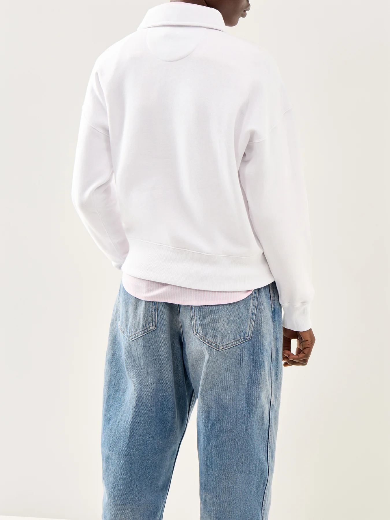 Knit Half Zip Sweatshirt White - Image 5