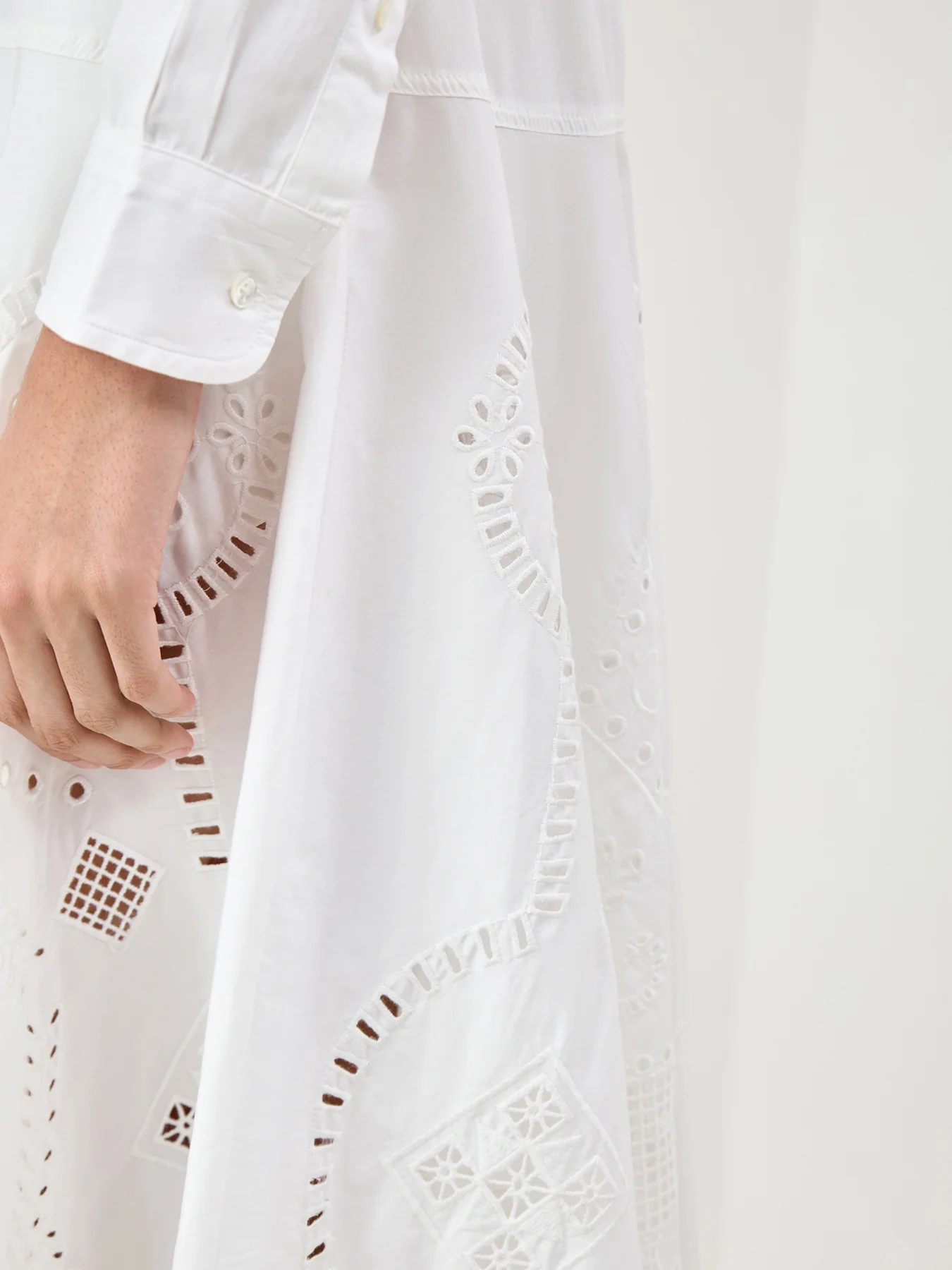 Midi Long Sleeve Shirt Dress White - Image 3