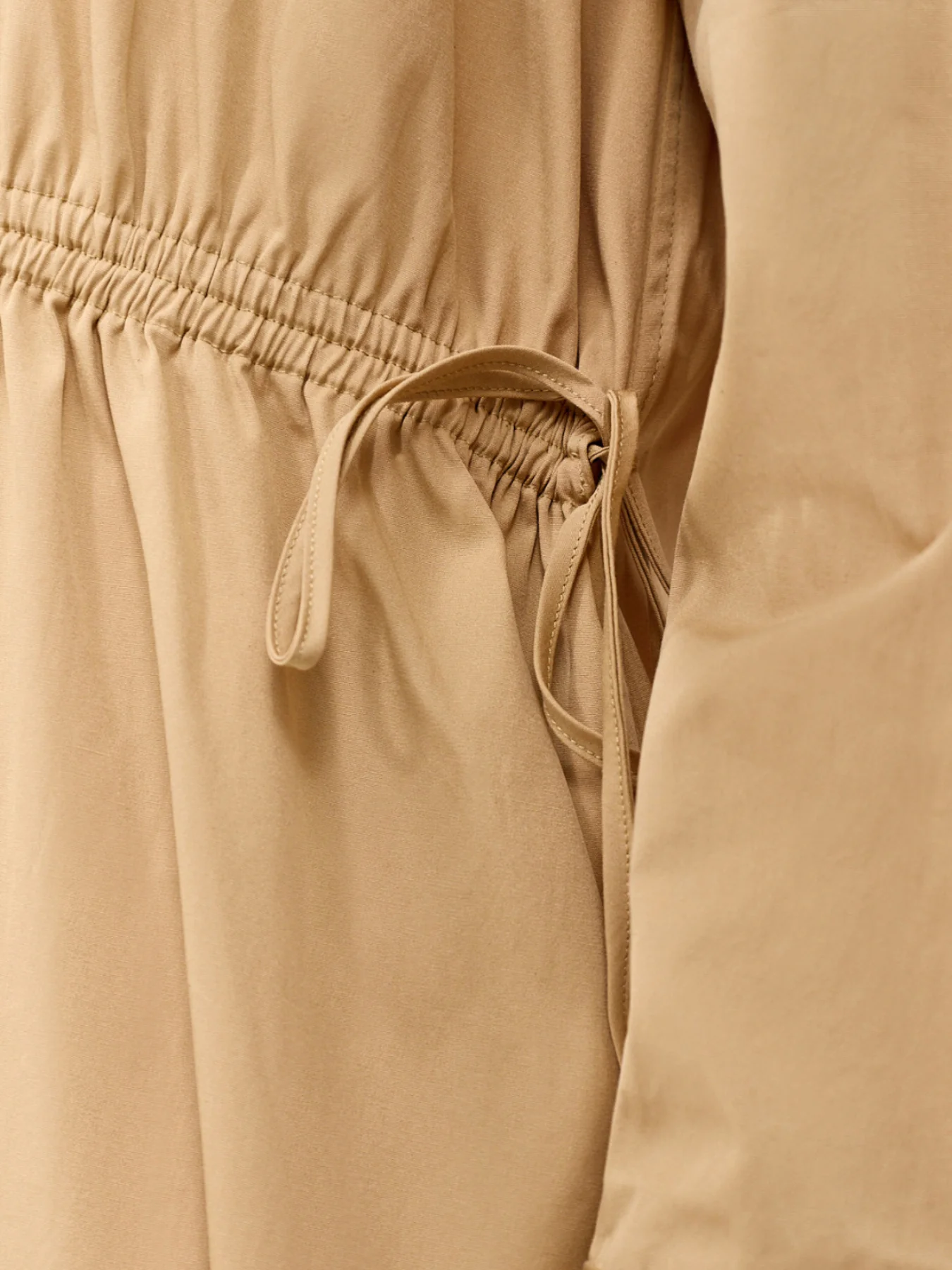 Mini Long Sleeve Shirt Dress Beige - Image 3